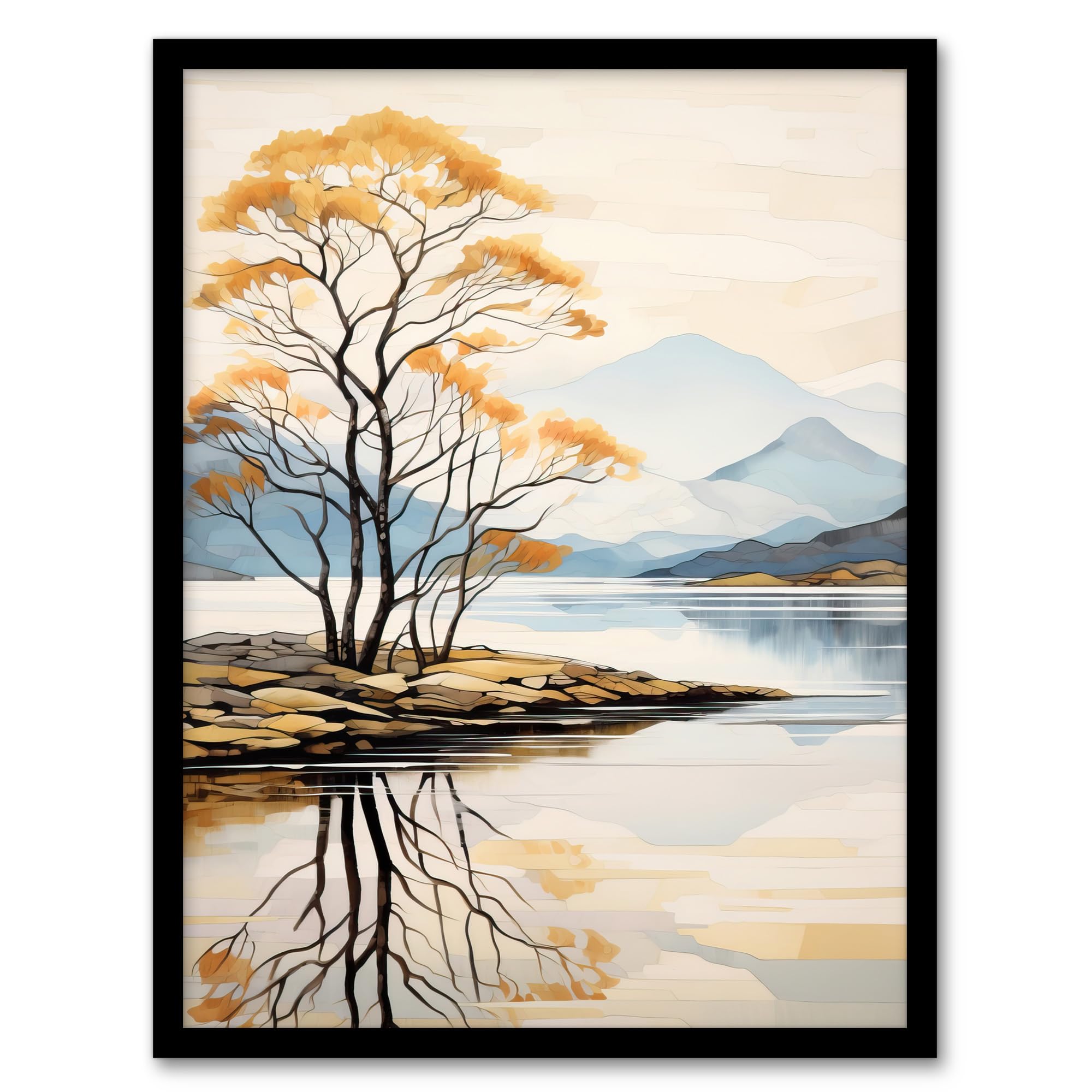 B&Q -  Framed Wall Art Loch Lomond Reflections Scotland Ben Lomond Calm Artwork Painting12X16 Inch