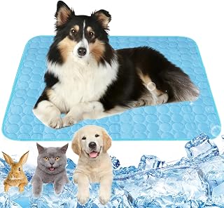Hundekühlmatte Selbstkühlend 100x70cm Kühlmatte Hund Blau Kühlmatte für Hunde Größe XL Kühlmatte für Katzen Katzen Waschbar Haustier Kühlmatte für Zuhause Unterwegs Oder Im Auto