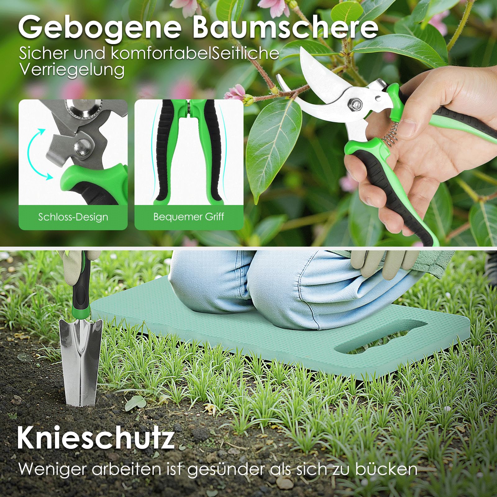 ORIENTOOLS Gartenwerkzeug Set,Geschenke für Frauen & Männer, Gartengerätset mit Tasche, 10-teiliges Set für Gartenarbeit, Geschenk für Gärtner
