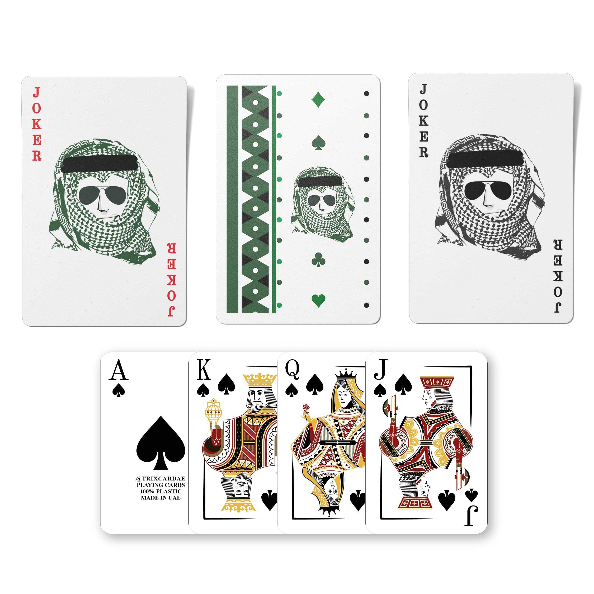 Trix Playing Cards - New Trix Card Arabic Man Design (Green)