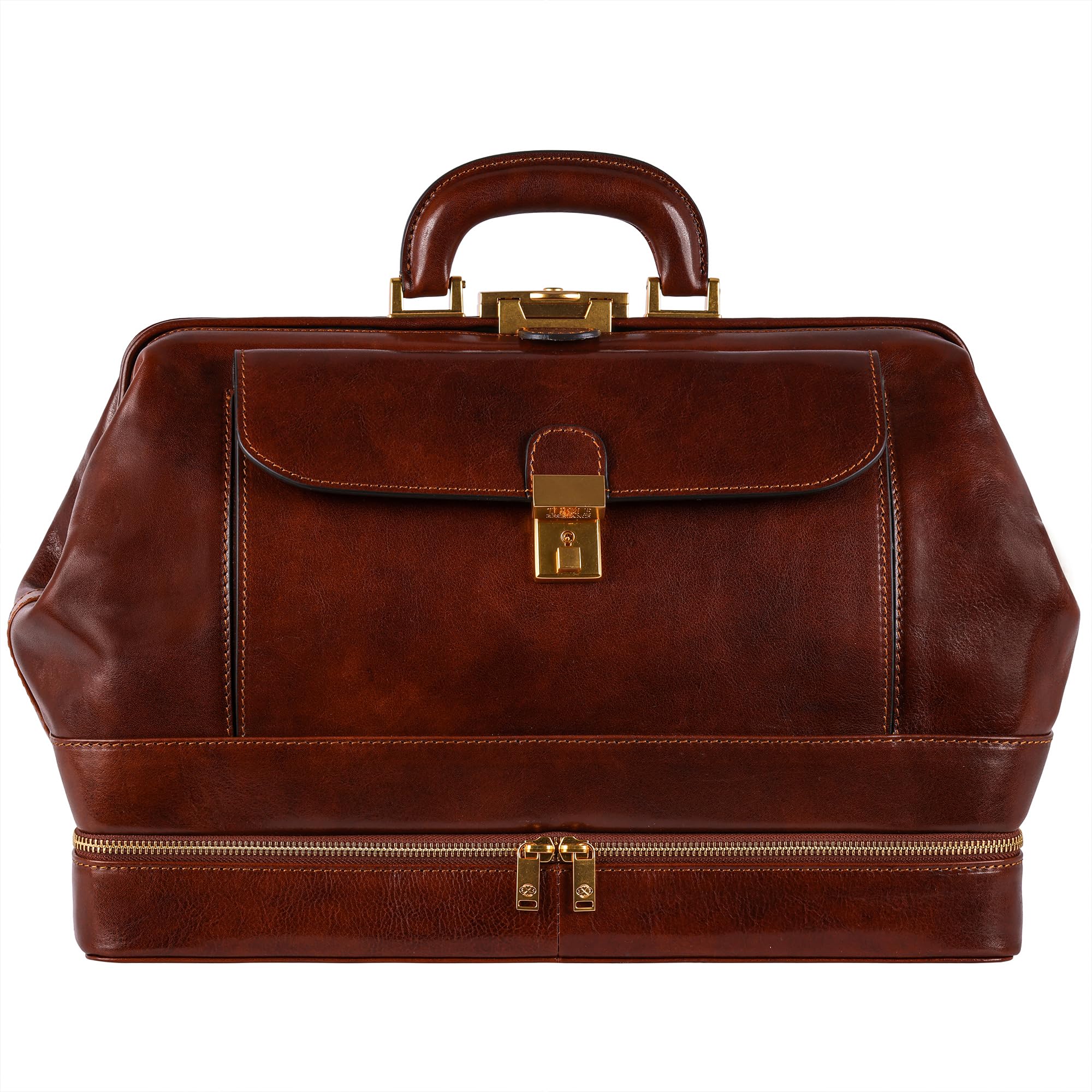 Time Resistance Borsa Medico in Pelle - Cartella da Dottore - Portadocumenti Sottobraccio - Borsa Vintage in cuoio stile medico