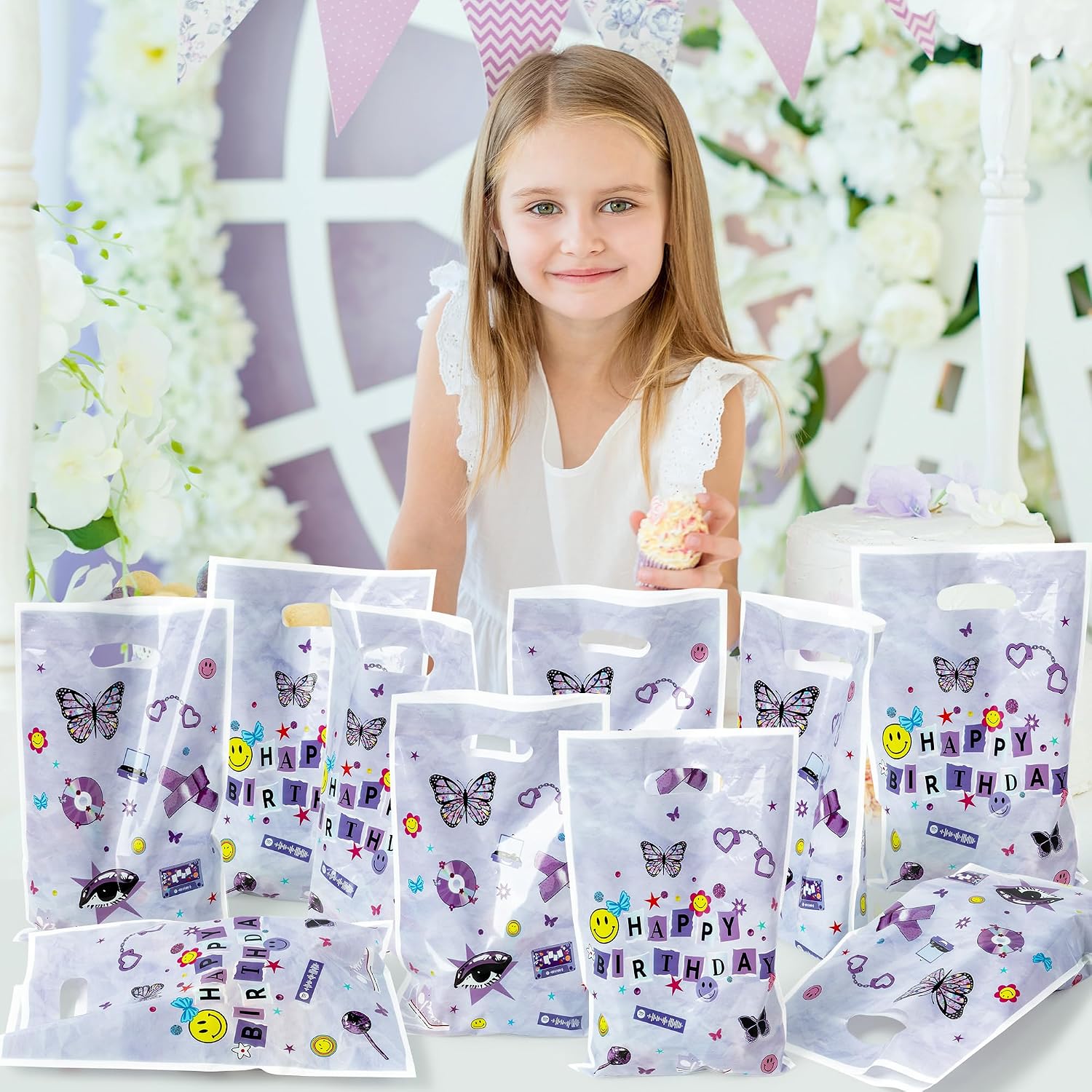 BHronony Pop Music Birthday Bags - 50pcs Popular Music Party Favor Goodie Bag, Musical Lover Themed Happy Birthday Gift Bags for Sing Kids Girls Teens Bday Bachelorette Holiday Decorations Supplies image 5
