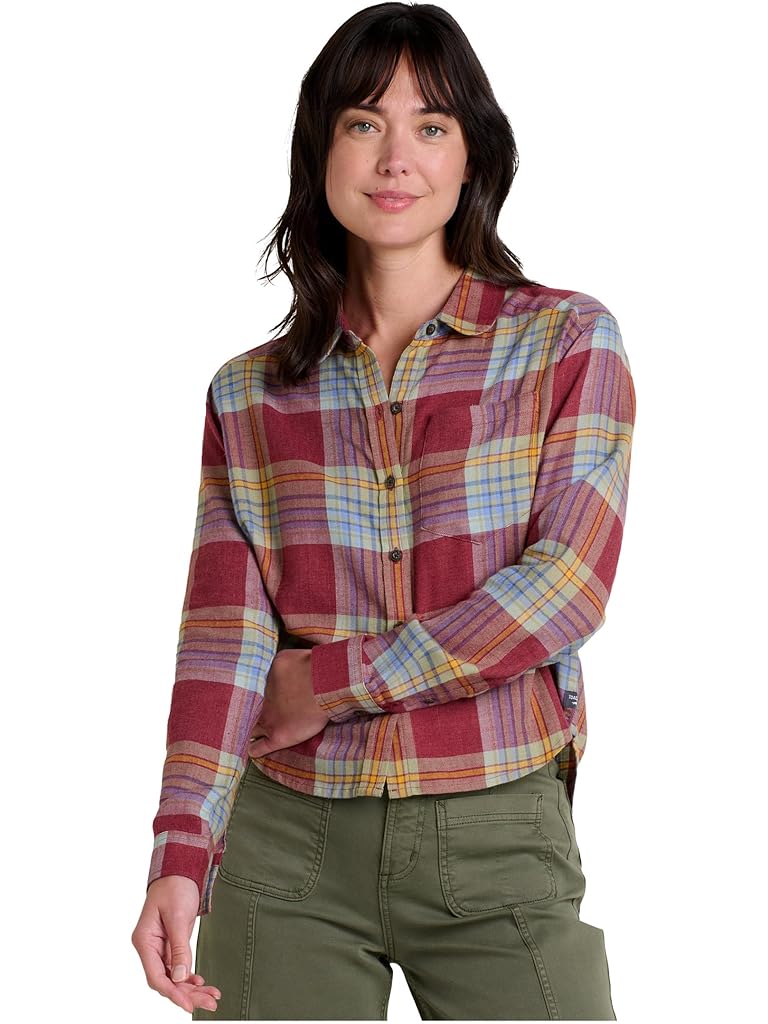 Red Toad&Co Re-Form Flannel Boxy Long Sleeve Shirt