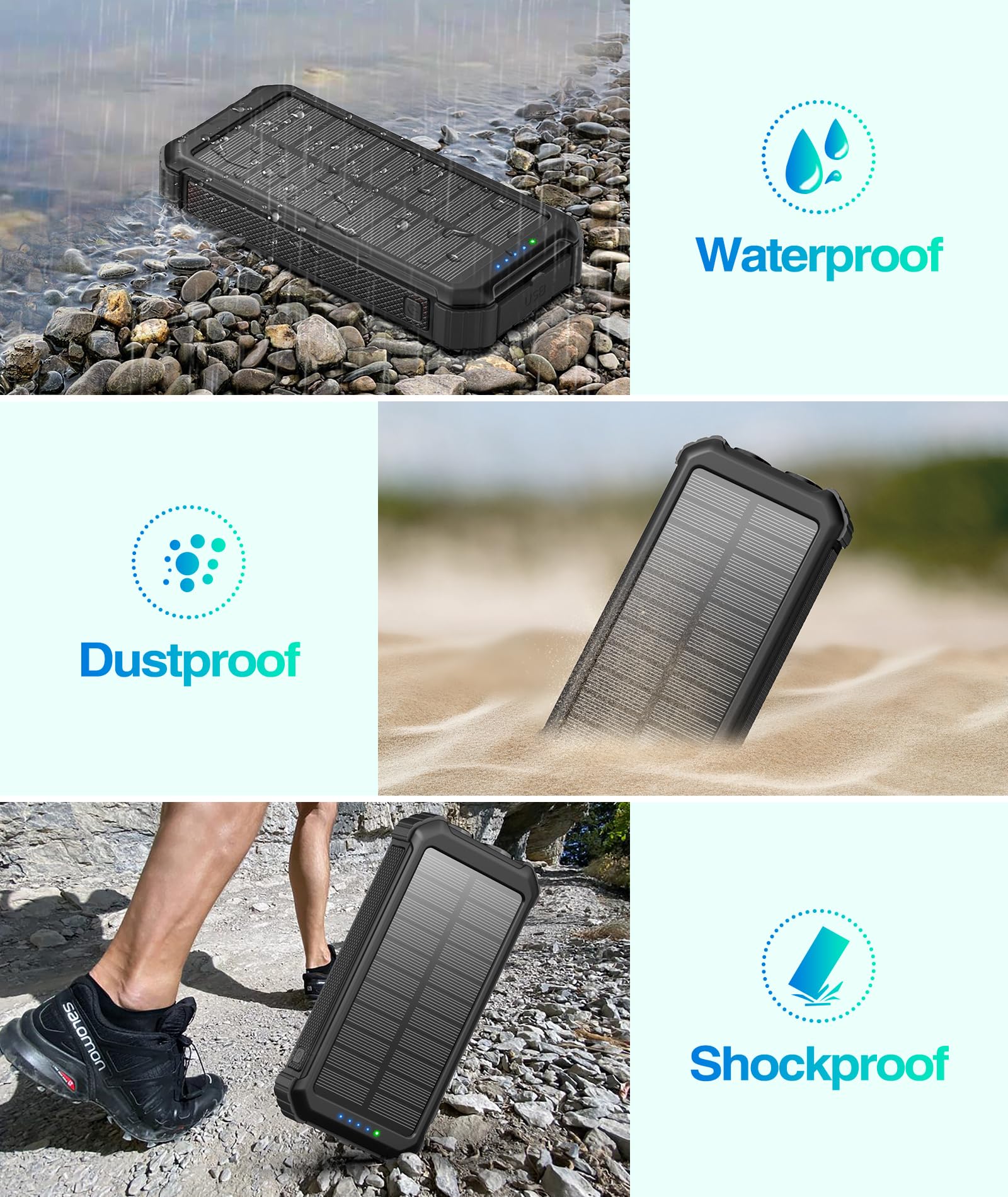 pealiker solar power bank 10000mah