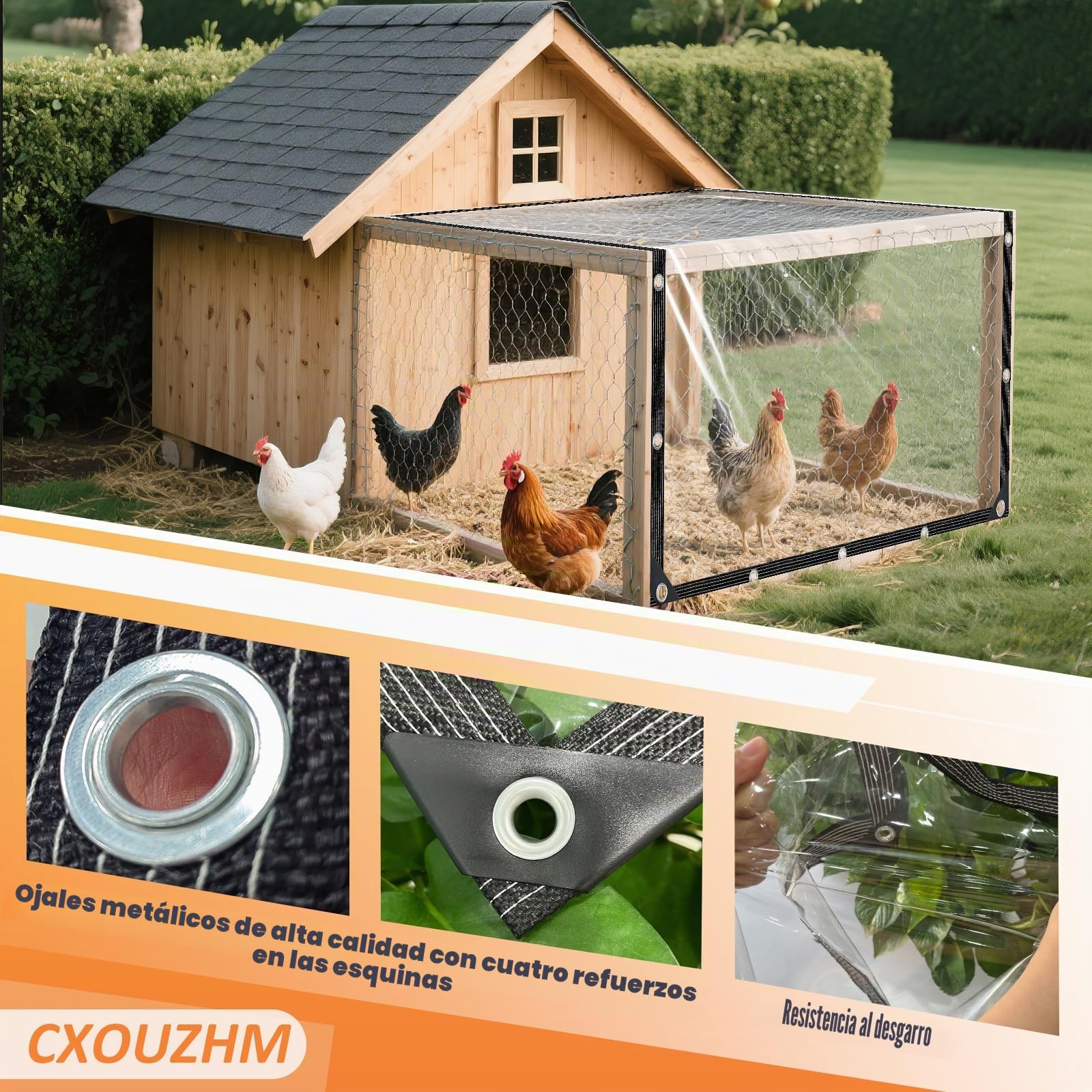 Lona transparente con ojales, 2 x 3 m, lona de PVC transparente, impermeable, transparente, plegable, resistente a la intemperie, para exteriores, camping, balcón, cenador, jardín