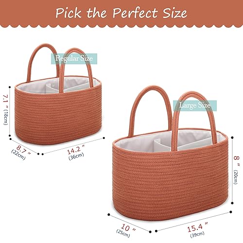 Miniatura 5 de COMSE Organizador de pañales grande para niñas y niños, organizador de pañales para automóvil con asas, cesta de pañales de cuerda de algodón,