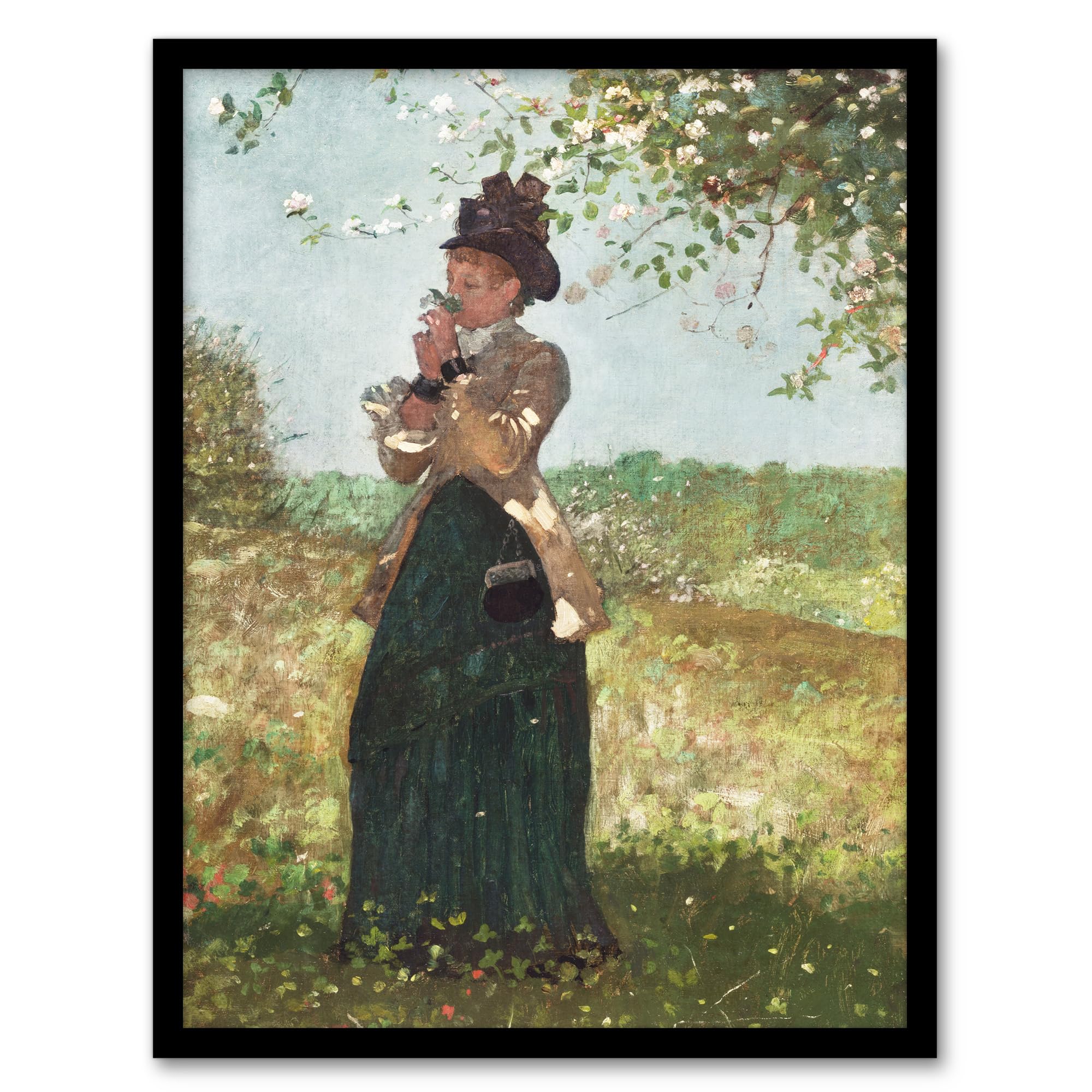Artery8 Green Winslow Homer The Yellow Jacket Portrait Painting Artwork Framed A3 Wall Art Print
