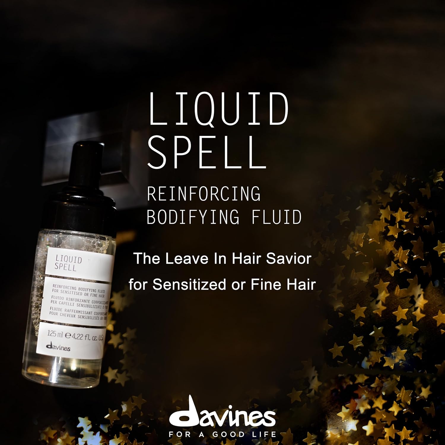 Davines Liquid Spell Reinforcing Bodifying Fluid, Liquid-to-Foam Volumizing Treatment for Fine or Sensitized Hair - Thickens & Strengthens Structure with Heat Protection - Weightless, 4.23 Fl Oz