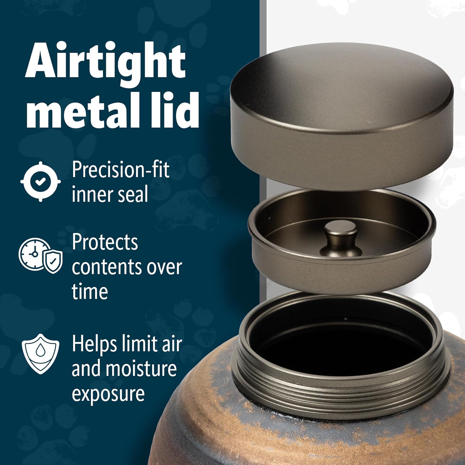 Ceramic Pet Urn for Ashes of Dogs, Cats | Small & Medium Sized Pets up to 50lbs | Beautiful Memorial Urn with Airtight Lid | Keepsake Box for Collar, Toy | Cremation Urn Sympathy Gift