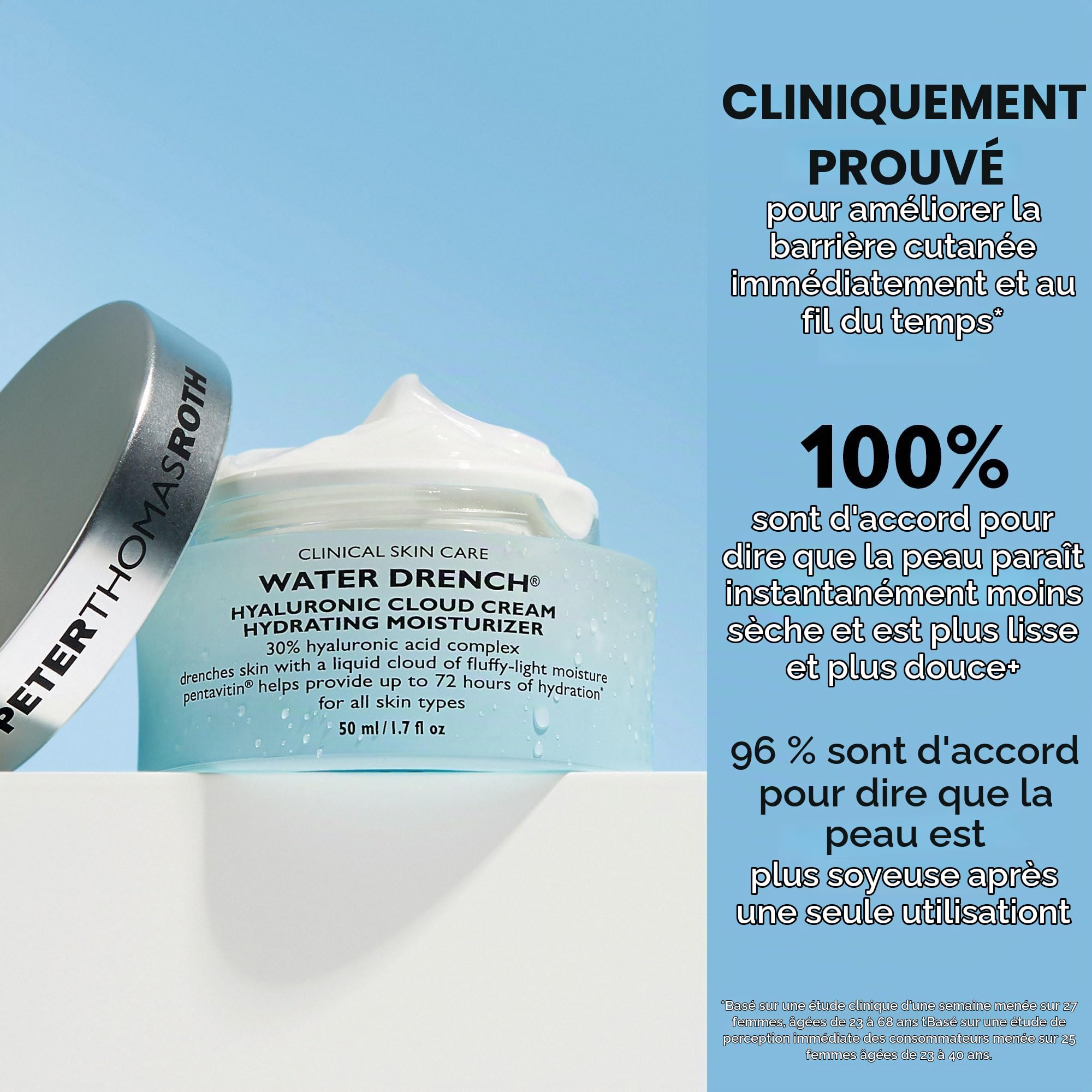 Peter Thomas Roth Peter Thomas Roth Water Drench Hyaluronic Cloud Cream Hydrating Moisturizer Bouchon d'oreille 4 centimeters Noir (Black)