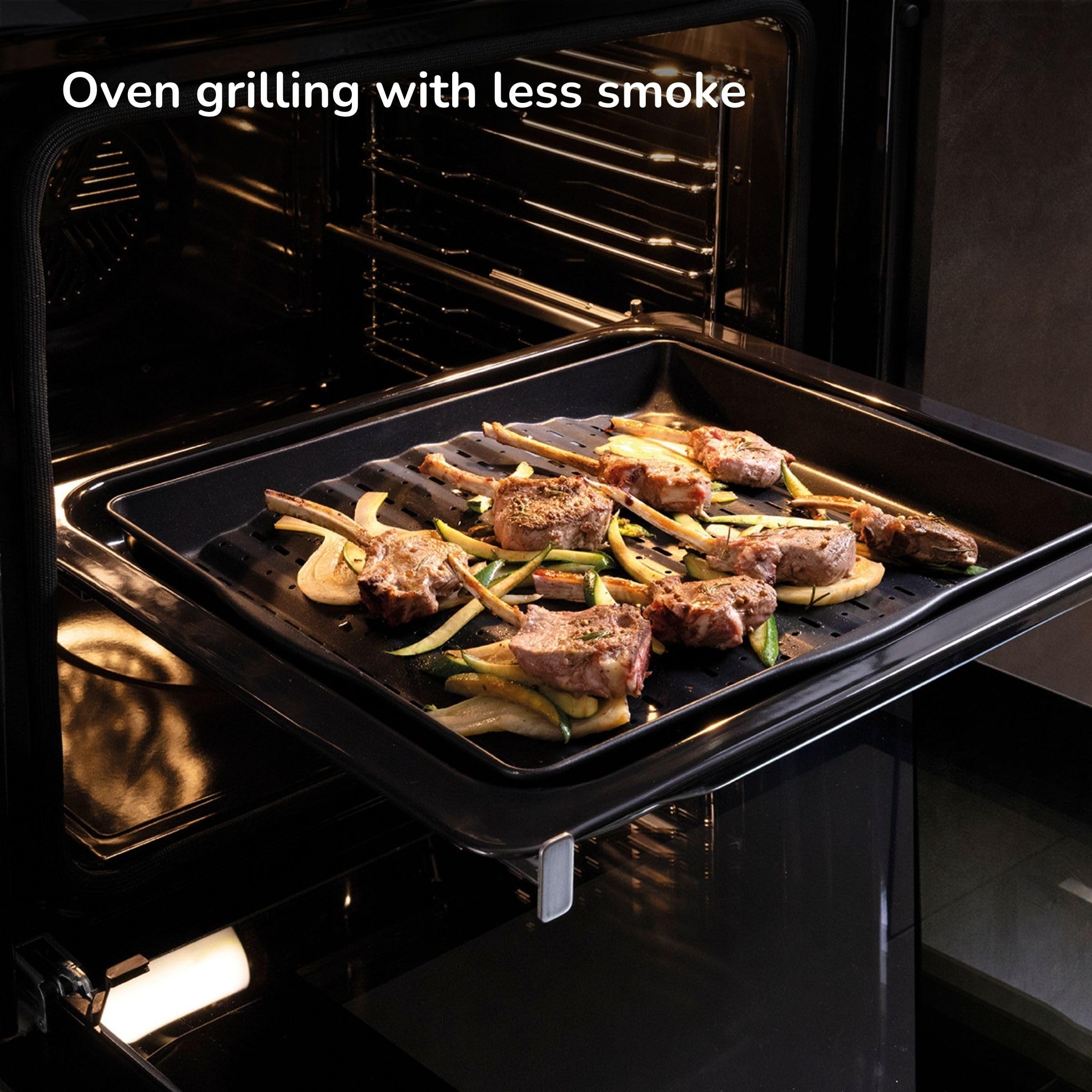 Haier Blacha do pieczenia 2 w 1 - wielofunkcyjny produkt do grillowania i gotowania na parze o unikalnej wklęsłej/wypukłej konstrukcji do rozszerzania możliwości gotowania, 32 x 37,6 cm