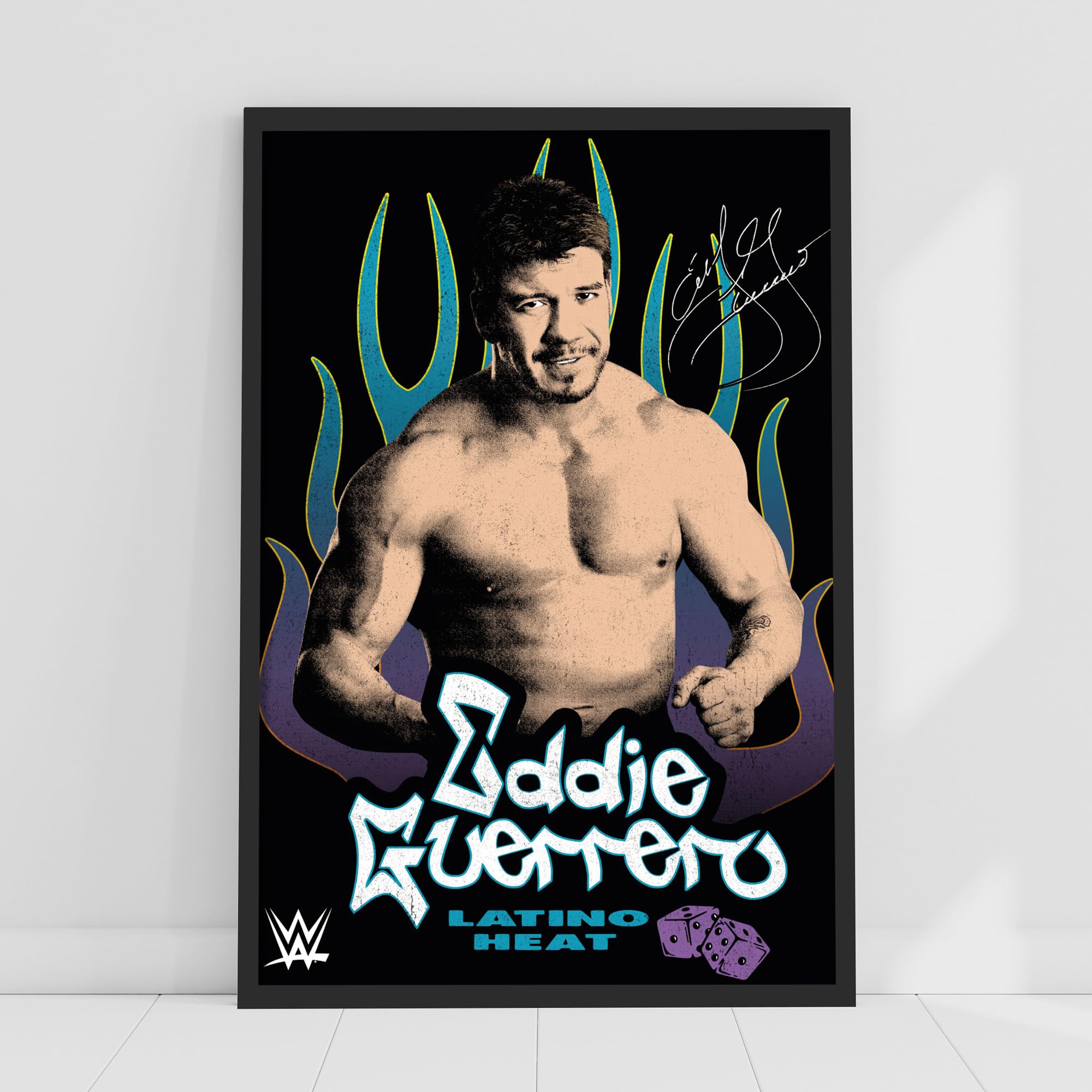 Themed Black Wwe Print - Eddie Guerrero Latino Heat Poster Wrestling Wall Art (21Cm X 29.7Cm - A4)