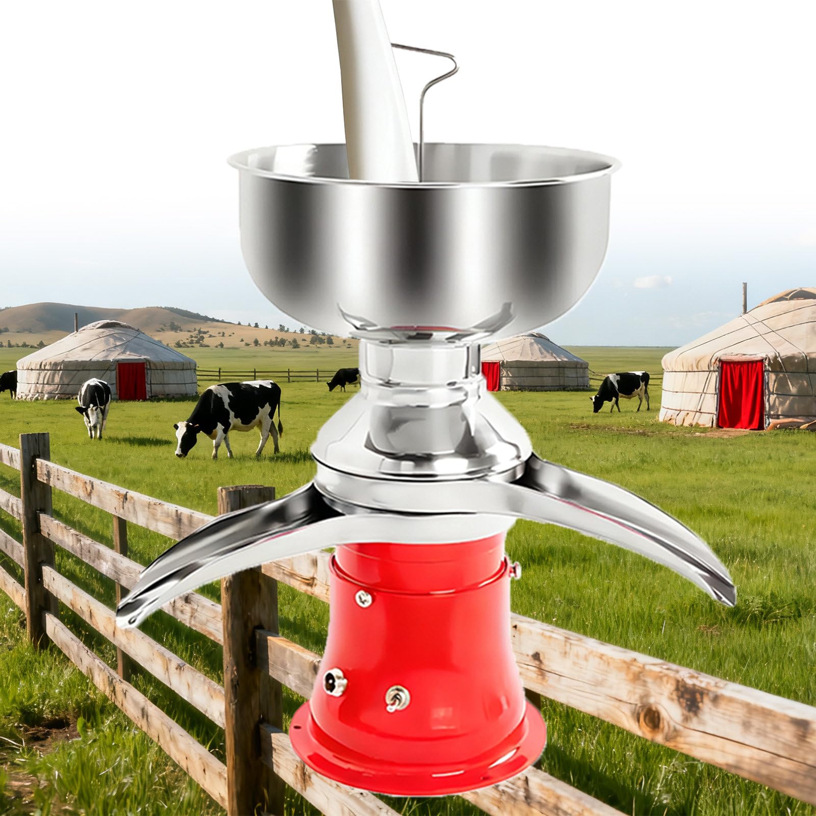 Espumador eléctrico de leche en acero inoxidable 304 con separador de crema integrado
