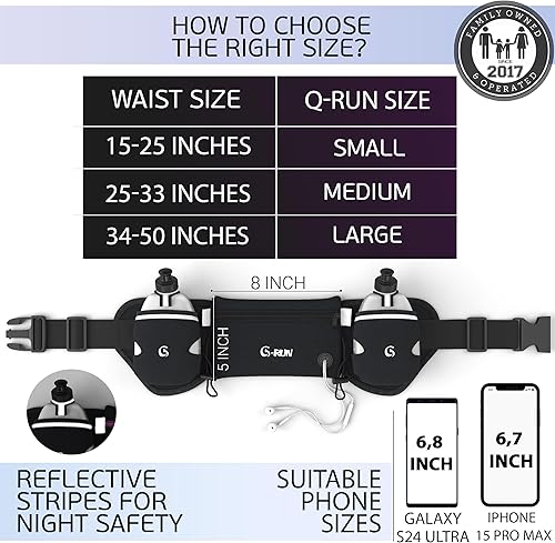 Miniatura 3 de Cinturón de hidratación para correr con botellas de 2 x 10 onzas, cinturones de agua para mujeres y hombres, cinturón de iPhone para cualquier