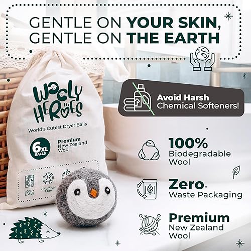 Miniatura 3 de Wooly Heroes Bolas secadoras - 100% lana orgánica - Sostenibles y ecológicas - Seco 1,000 cargas
