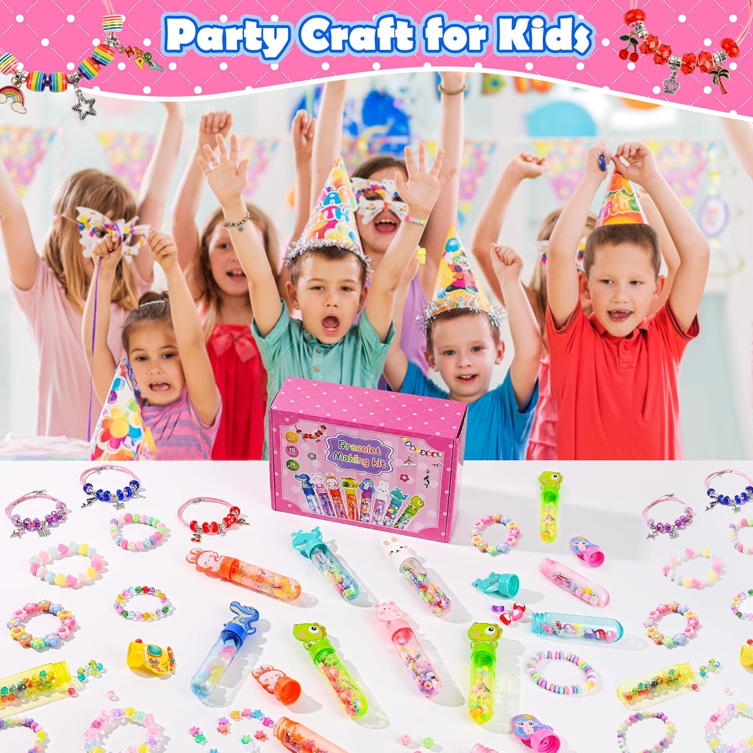 Ulema 24 Pack Return Gifts Charm Bracelet Jewelry Making Kit Birthday Valentine's Day Gifts for Friends