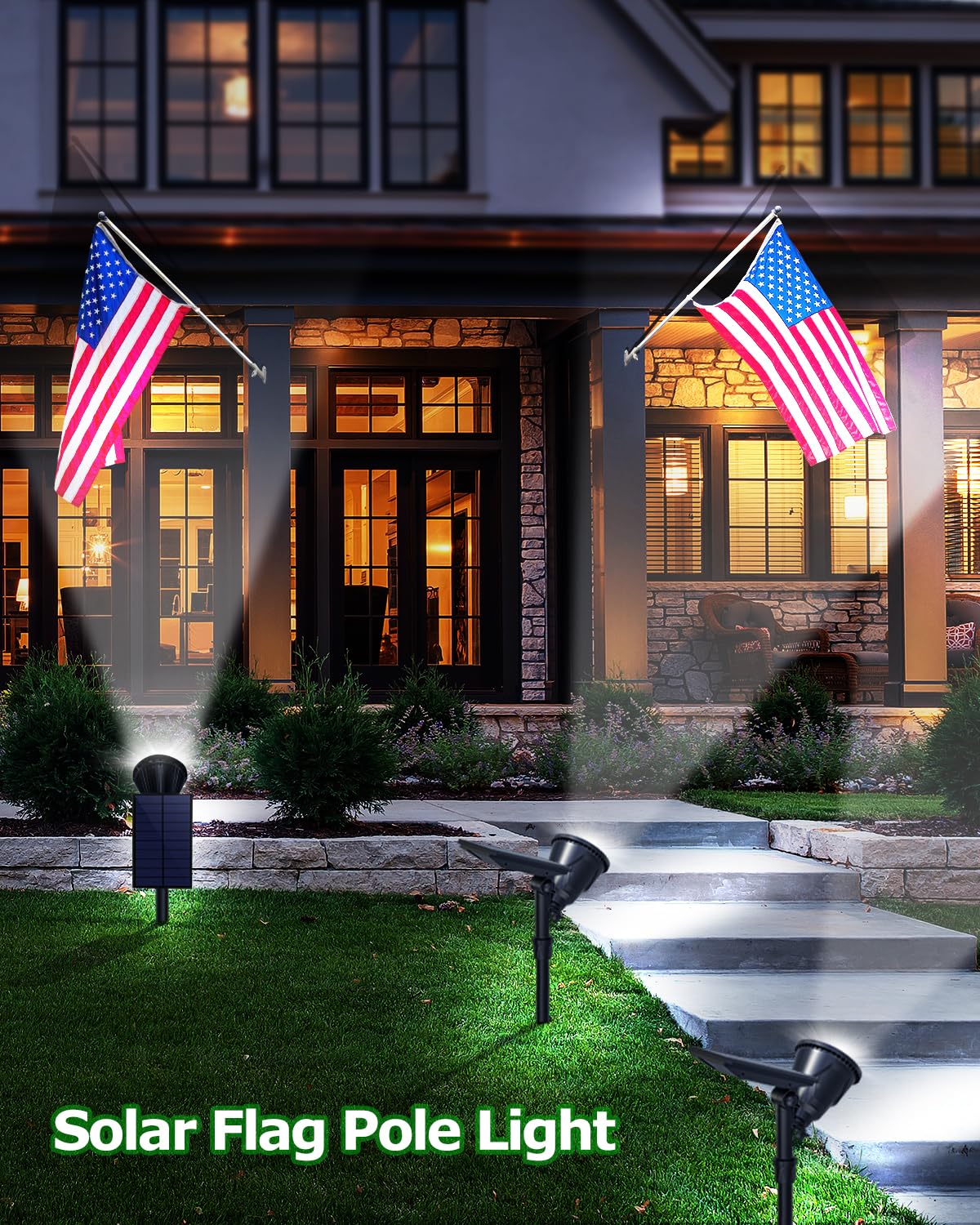 KEV 800 Lumen Solar Spot Lights Outdoor – 18 LED Floodlight With 2 Modes, Adjustable Head, IP65 Waterproof, Cool White (2-Pack)