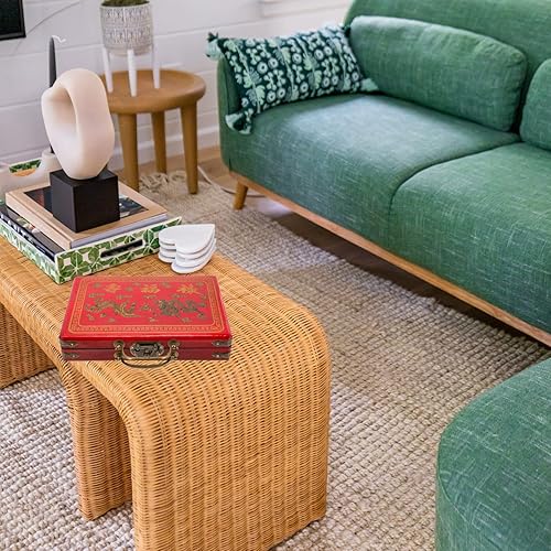 Miniatura 9 de VOSAREA Caja Mahjong de madera retro Mahjong caja Mahjong de mano Mahjong caja de regalo de embalaje Mahjong