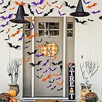 Vista 4 de 100 piezas de decoración de pared de murciélagos de Halloween 3D, decoración realista de murciélagos de PVC para decoración de Halloween