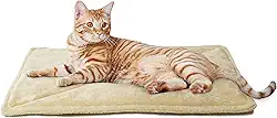 Furhaven Cama de gato ThermaNAP com aquecimento automático para gatos e cães pequenos, lavável e reflete o calor do corpo - tapete de cama refletivo acolchoado de pele sintética - creme, pequeno