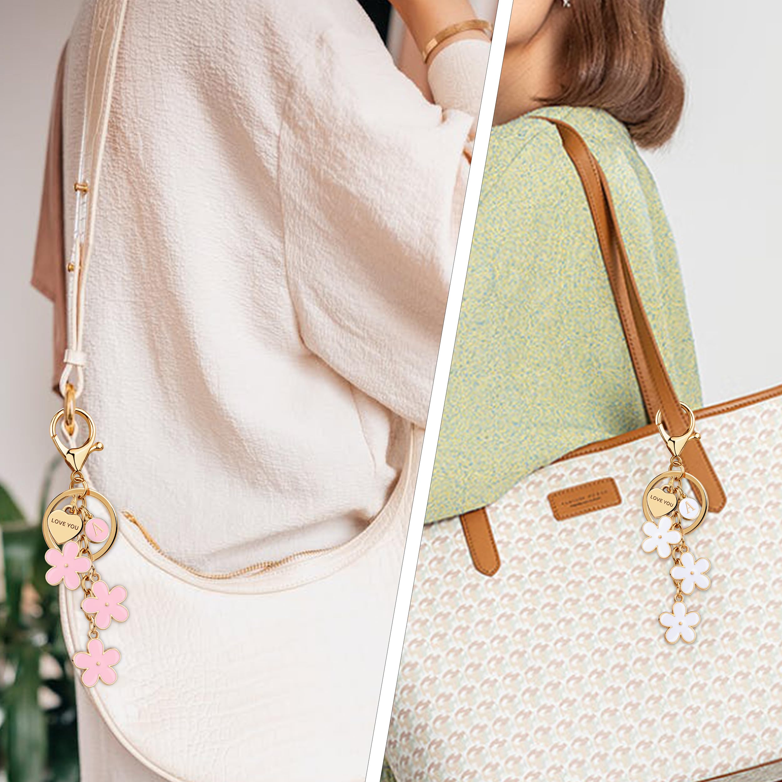 Suweibuke Schlüsselanhänger mit Anfangsbuchstaben und Herzmotiv, niedliches Geschenk für Frauen und Mädchen, Anhänger für Schlüssel, Handtaschen, Rucksäcke