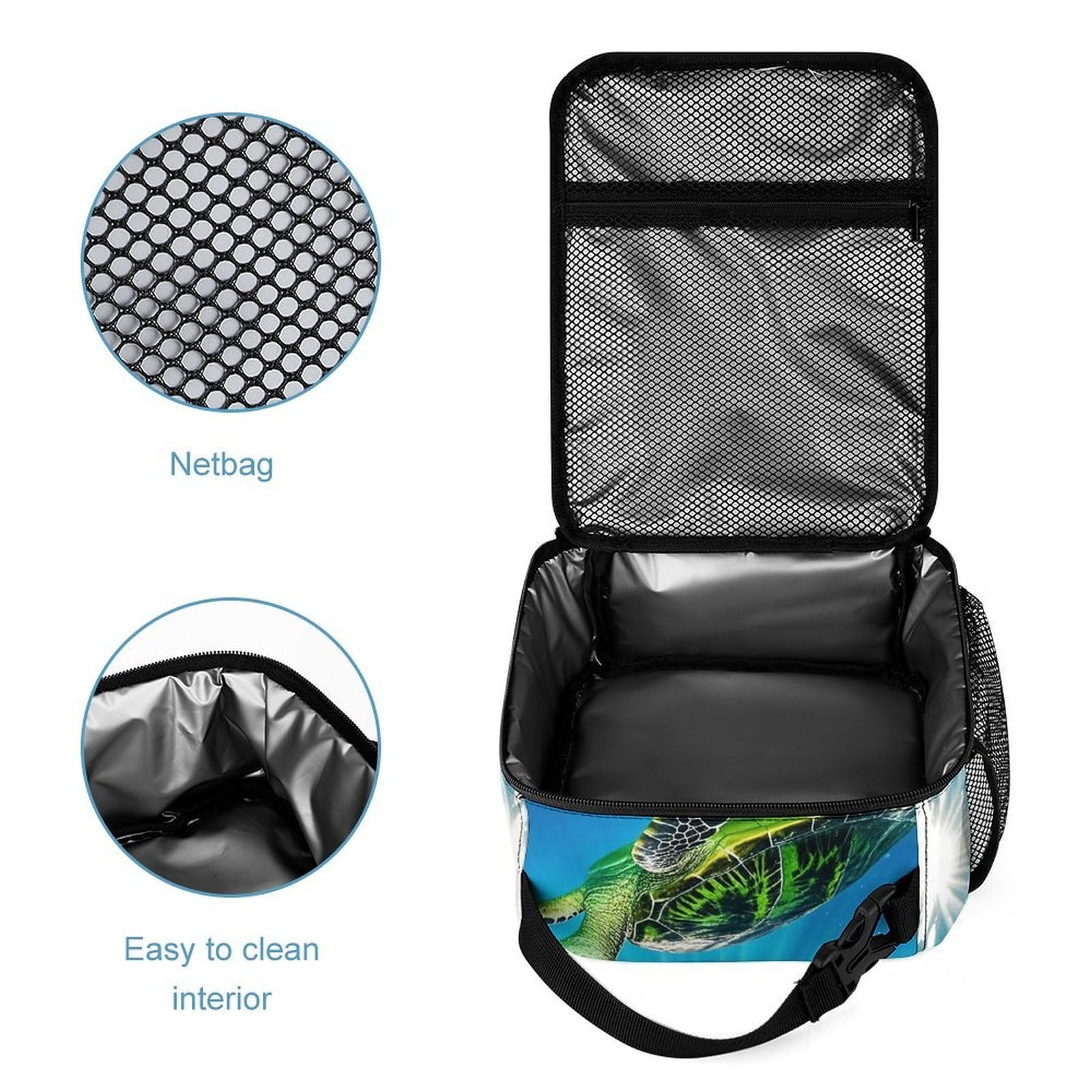 Set di 3 zaini con tartaruga che nuota nel mare, zaino resistente, borsa termica per il pranzo, astuccio portatile per uomini e donne