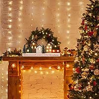Vista 4 de Decoraciones de Navidad para el hogar, decoración de árbol de Navidad con temporizador de madera rústica de madera, bloque de mesa de granja