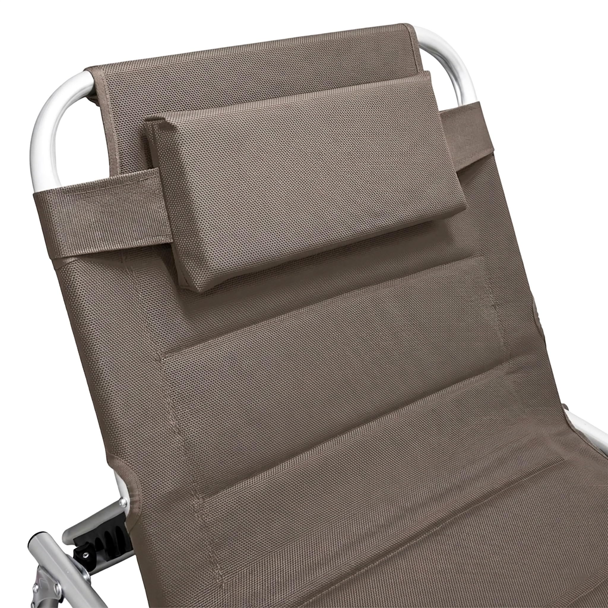 Spetebo Aluminiowa leżanka ogrodowa XXL – taupe – leżak tapicerowany z poduszką – powierzchnia do leżenia 199 x 70 cm, obciążenie do 150 kg