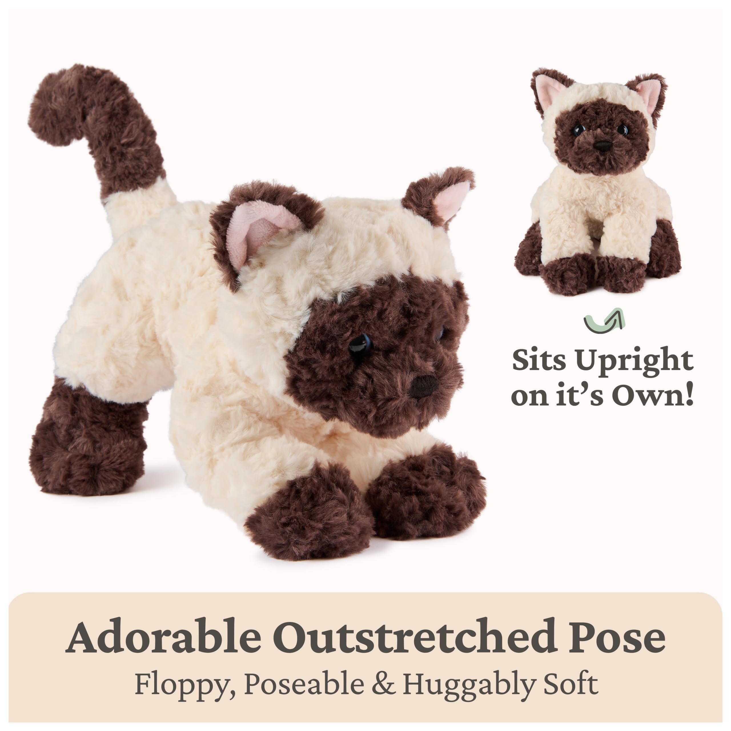 GUND Bootsie - Peluche de Gatito siamés, Animal de Peluche prémium para Edades de 1 año en adelante, Crema/marrón, 9 Pulgadas