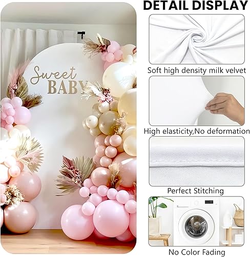 Miniatura 3 de Funda de arco para telón de fondo, color blanco, de 4 pies, de elastano, elástica, ajustable, para decoración de arco redondo, para bodas, fiestas,