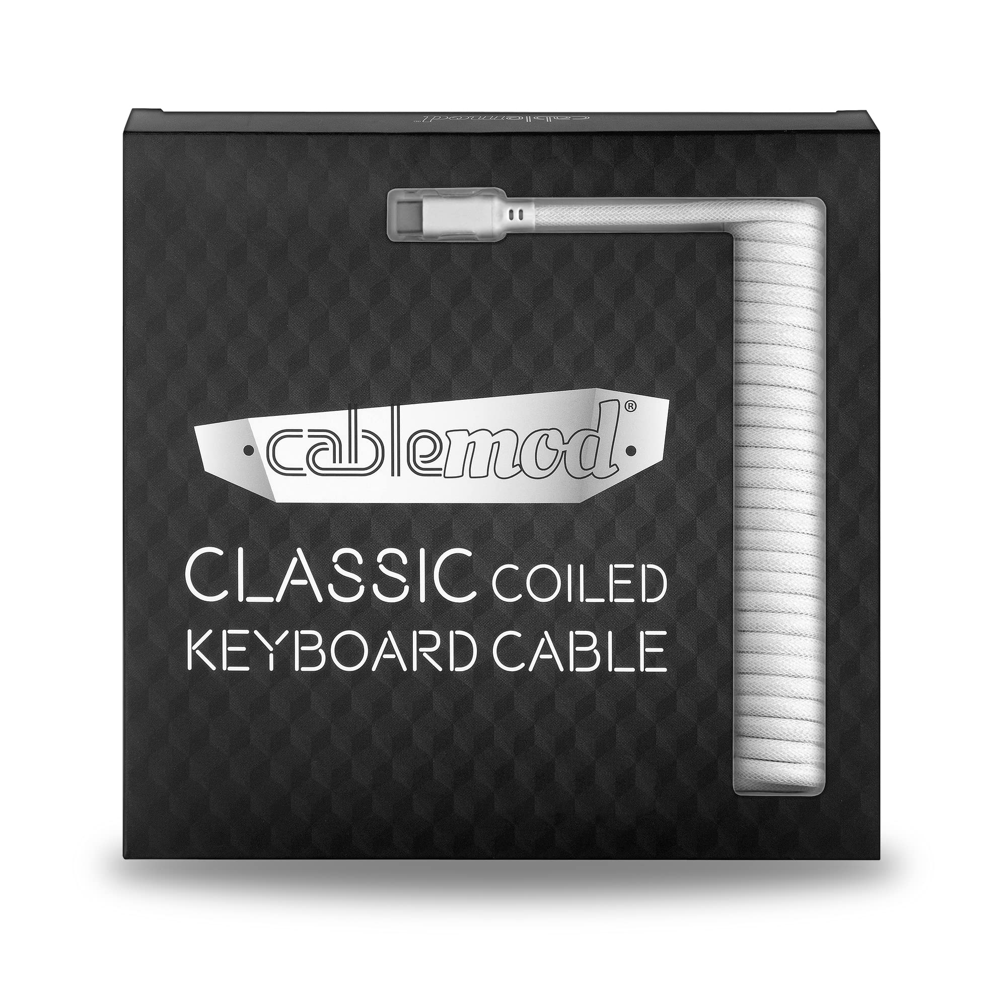 CableMod kompatybilny klasyczny zwijany kabel do klawiatury USB-C na USB typu A, biały (Glacier White)