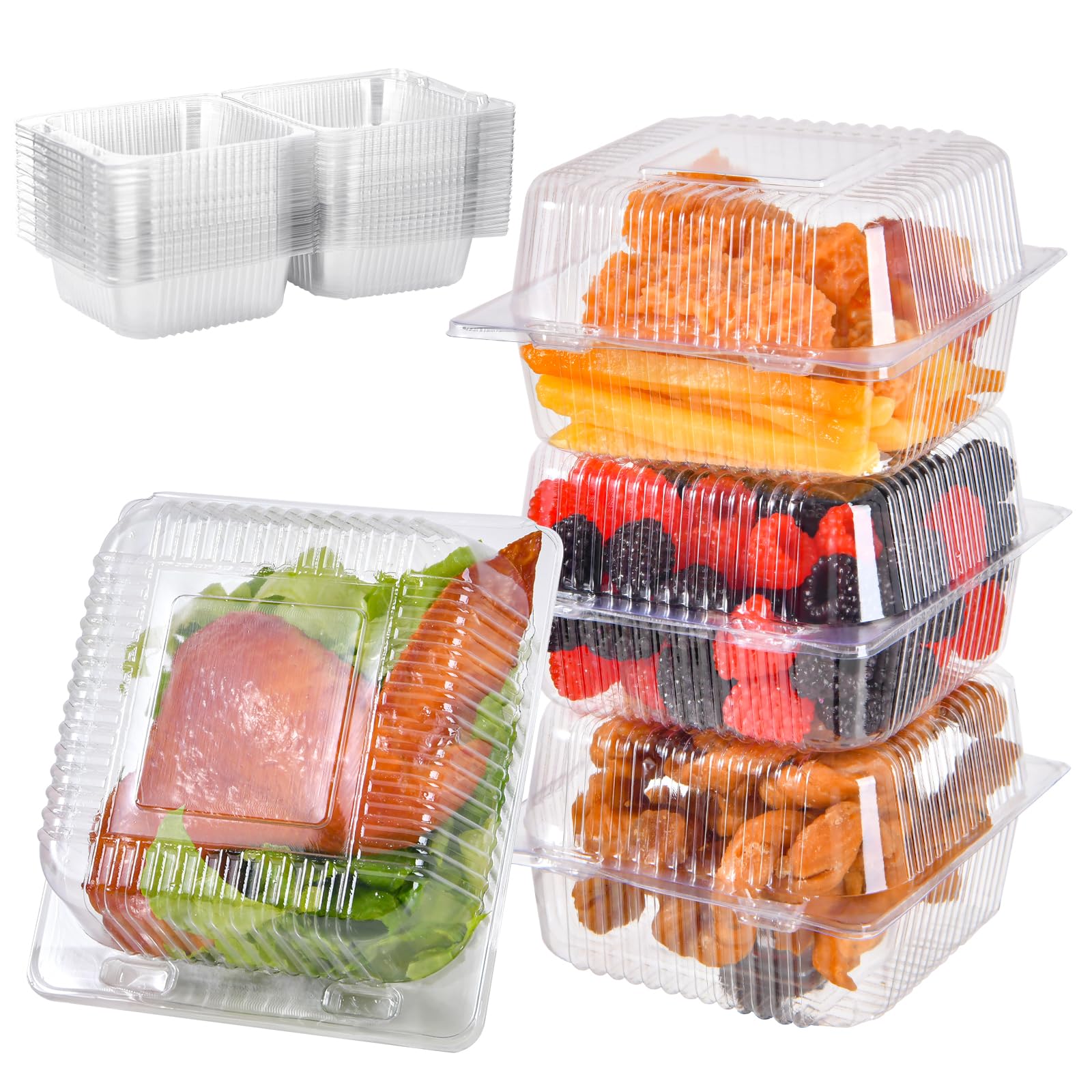 Essential Goods Transparent 40Pcs Cake Boxes, Individual Cake Boxes For Cake Portions, 5.5 Inch Clear Cake Boxes For Dessert, Cake Slice, Salad, Muffin, Cheese