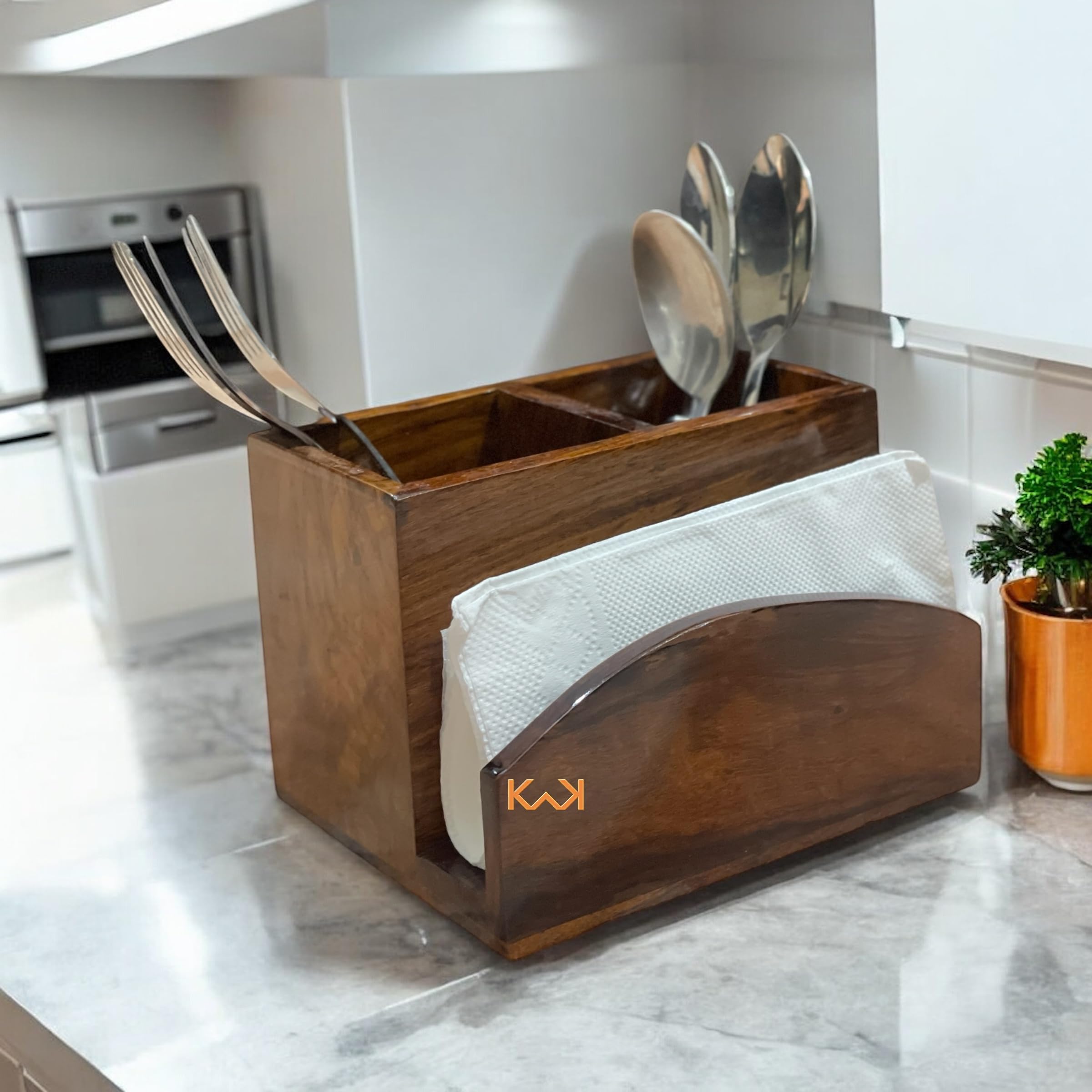 Wooden Cutlery Holder - Elegant Dining Table Organizer -3