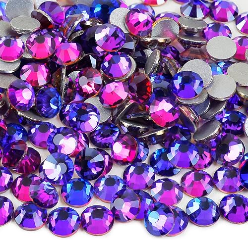 Vista 5 de Genie Crystal ss34 Red Glass Rhinestones 288 Pcs, 7.0 mm Big Light Siam Flatback Rhinestone, Diamond Cut Gems for Crafts, Face Mask, Makeup