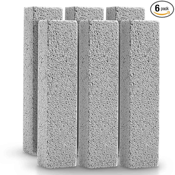 MeeTo Non Scratch Pumice Toilet Cleaning Stone, Removes Hardwater Stain & Rings, Limescale, Calcium & Iron from Toilets, Sinks, Tiles, Swimming Pools, Grill, Toilet Bowl AND Rust Suitable, Pack Of 6