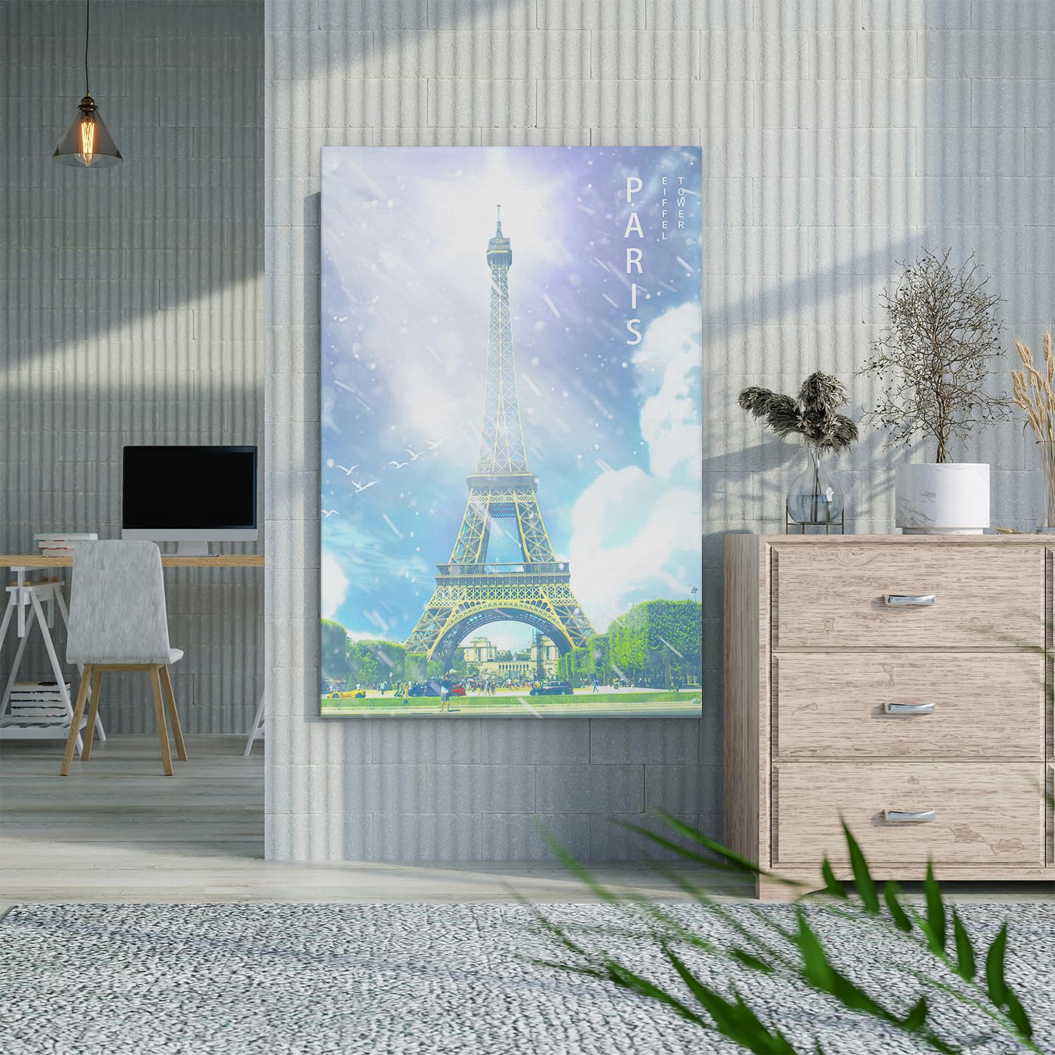Artaza Cuadros Decoración Salón Modernos Torre Eiffel Paris - 60x90 cm - Cuadros Decorativos Skyline - Decoración Pared Ciudades Del Mundo - Lienzo Francia