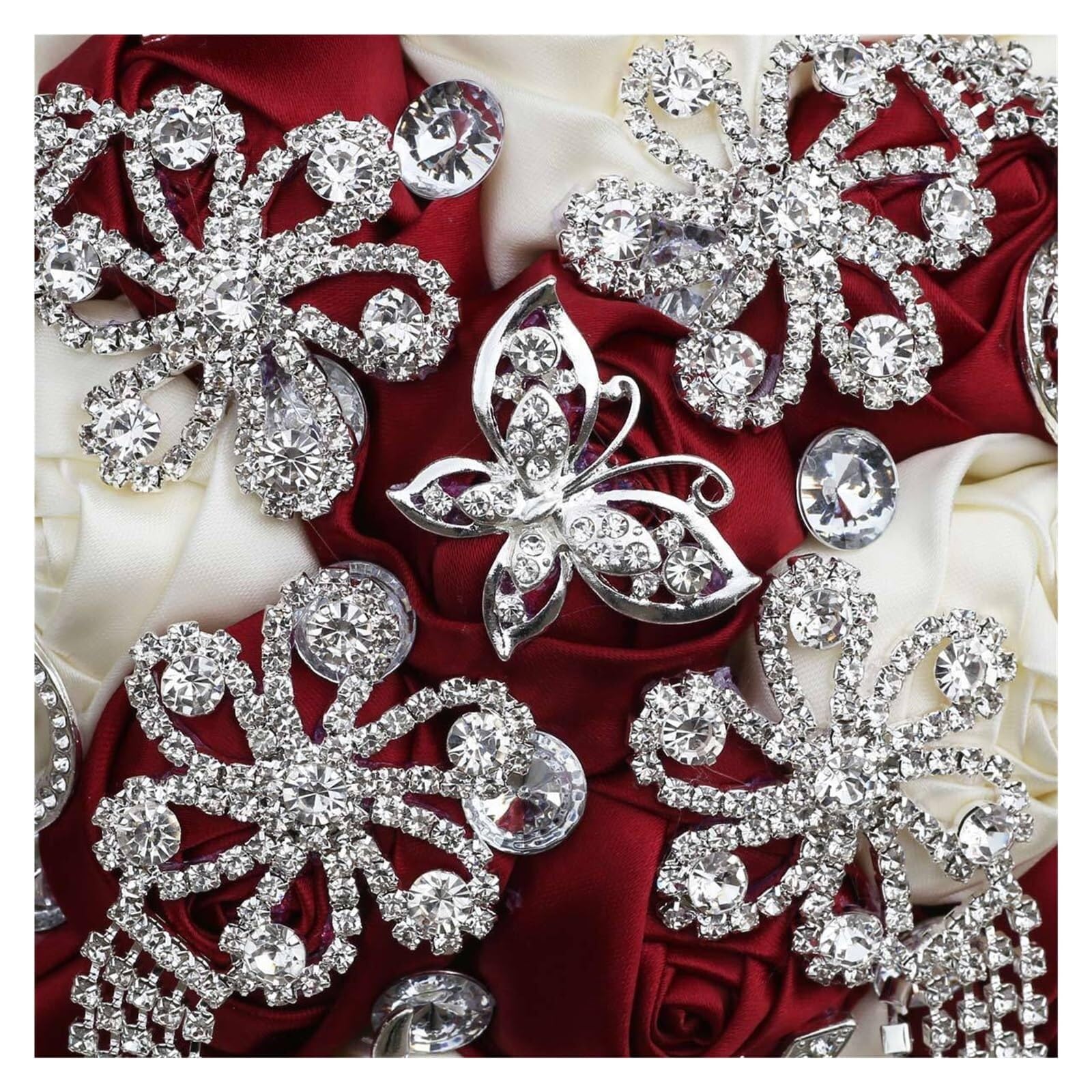 Borgogna Farfalla Strass Latte Bouquet Artificiale Bouquet Bar Mitzvah Bouquet Palla Bouquet Matrimonio Bouquet Damigella d'Onore Bouquet Sposa Fiori Matrimonio 20 cm (7,87 Pollici)