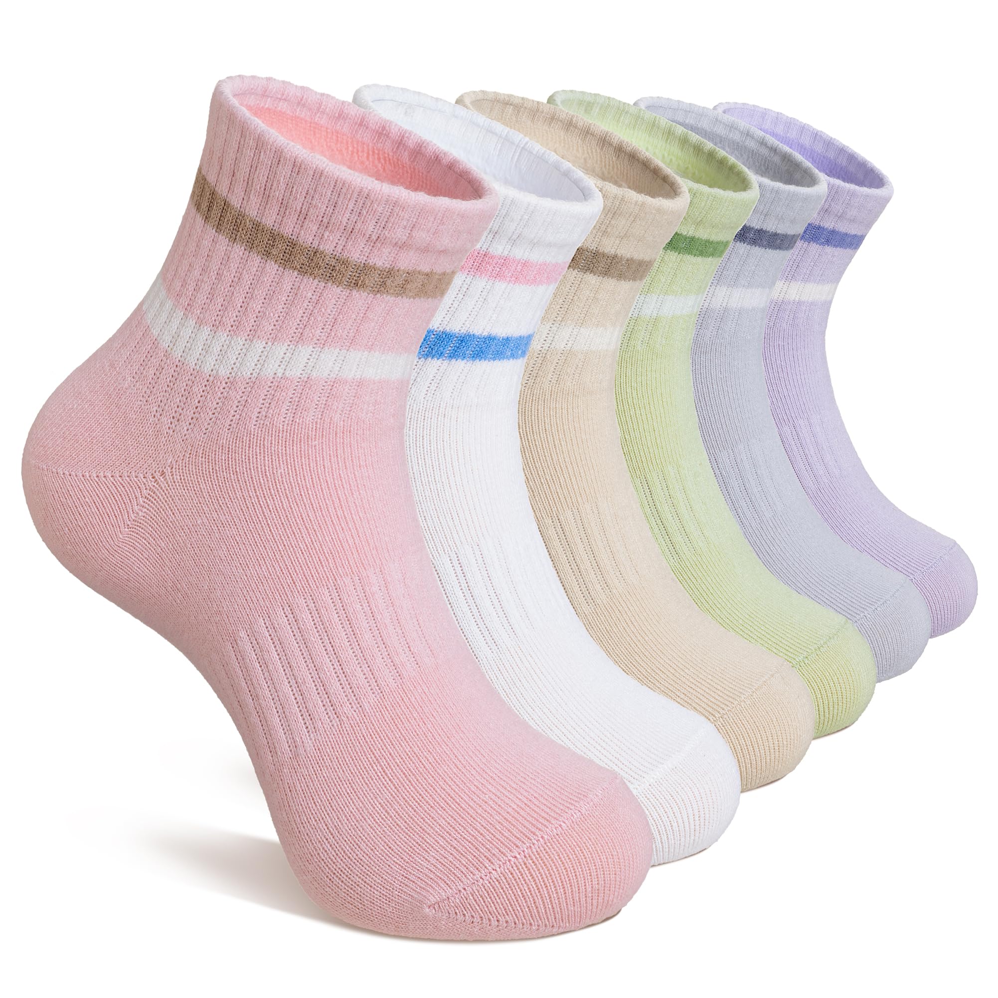 DoSmart Kids Ankle Athletic Socks Boys Girls Youth Teen Quarter Cotton Sports Running Mini Crew Sock 6 Pairs