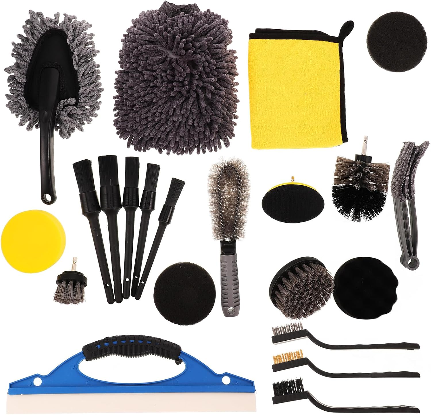 Outanaya 23pcs Car Cleaning Set with Wheel Brush and Interior Duster for Auto and Bike Detailing, Multi-Function Rim Cleaner Kit with Brake Cleaner Spray Can for Comprehensive Vehicle