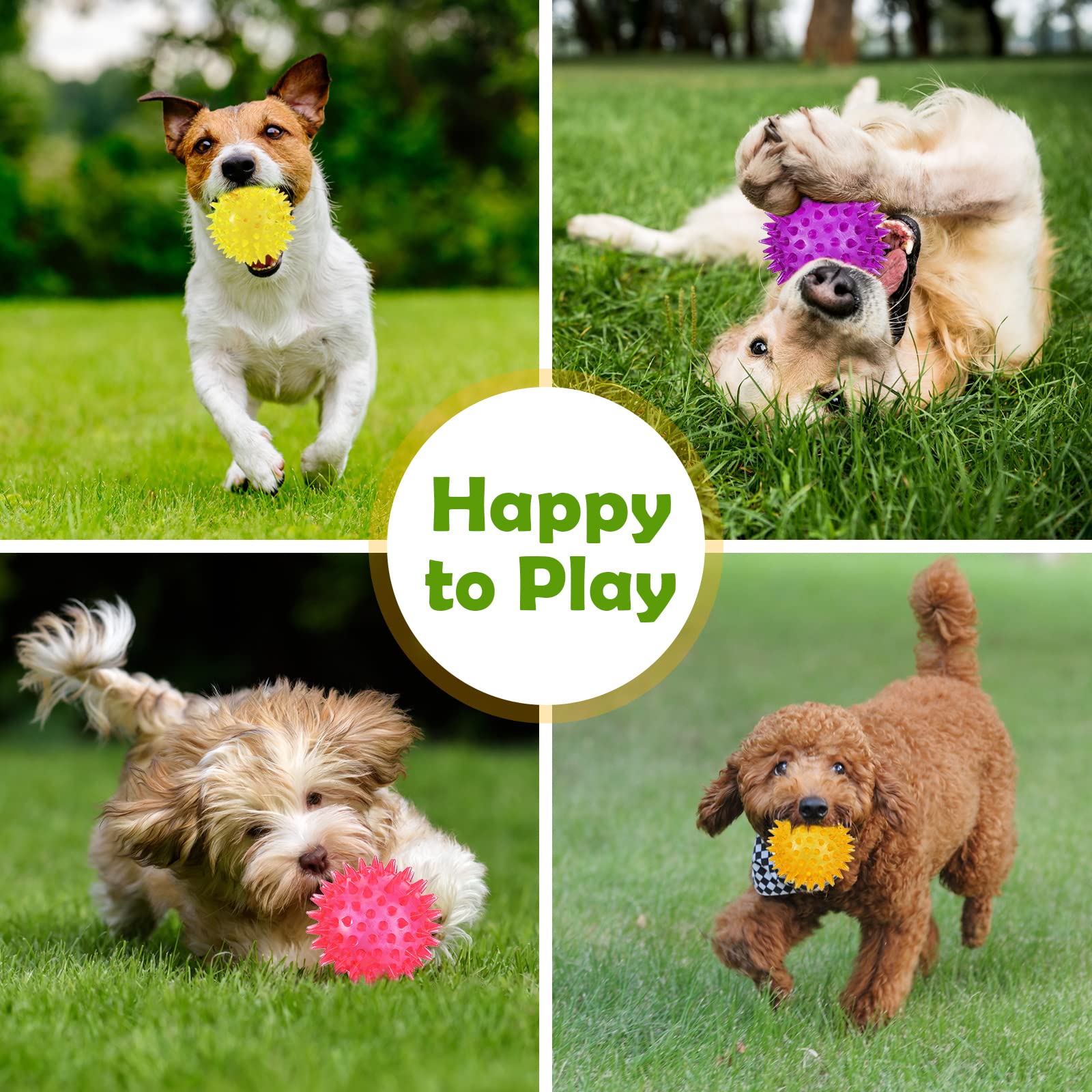 60 Stück 6.5 cm stachelige Hundebälle Quietschbälle für Hunde, kleine Apportiergummibälle, Welpen, stacheliger Ball, Hundespielzeug, Weihnachten, kleine, saubere Zähne und Training, mehrfarbig