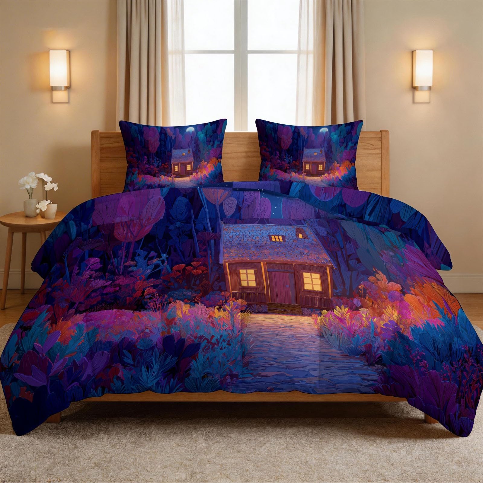 Couette imprimée forêt 220x240 cm sans housse pastoral pour lit enfant