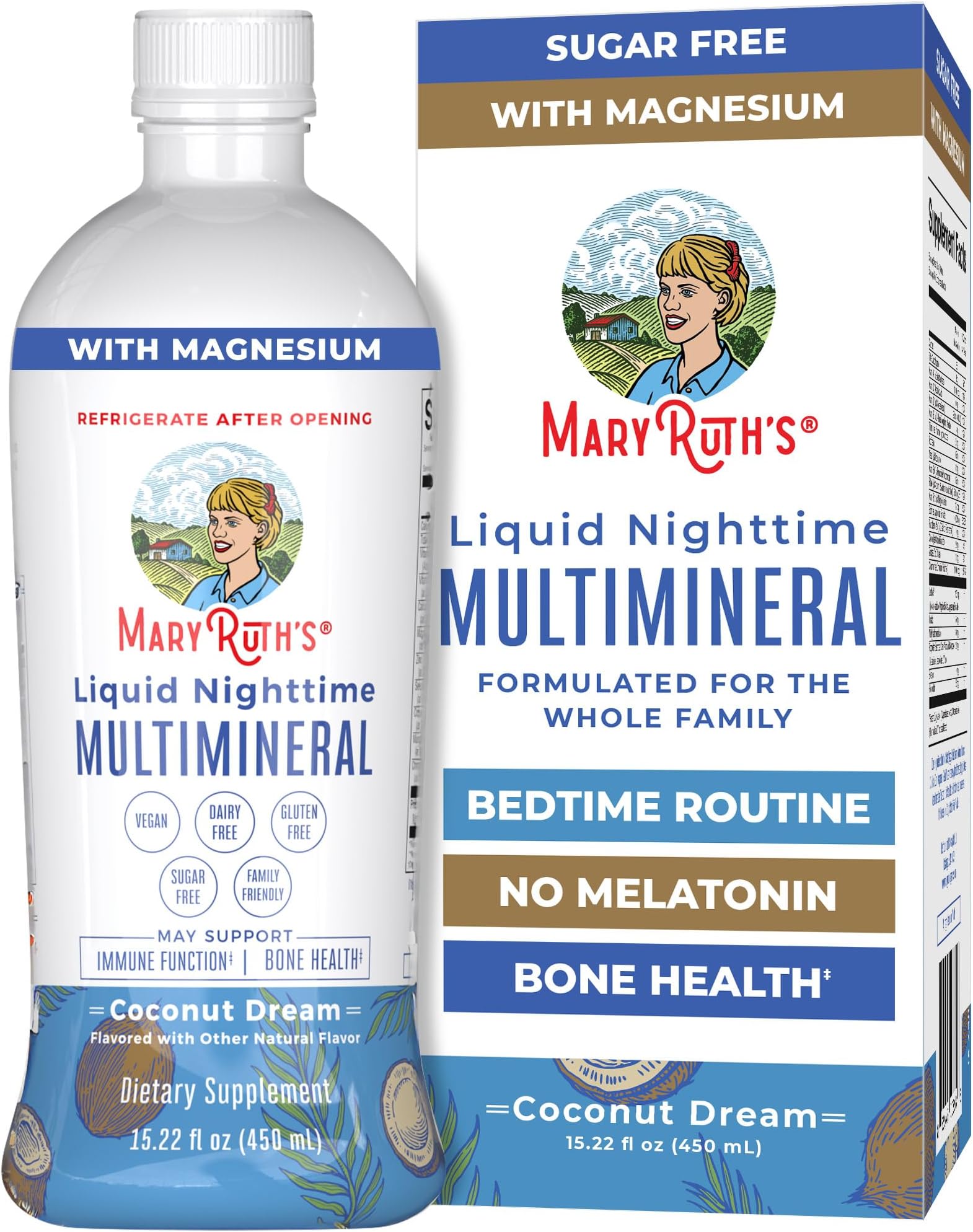 MaryRuth's Liquid Nighttime Multimineral | No Melatonin | Bedtime Routine | Magnesium Citrate | Calcium | Zinc | Vitamin D3| Available in 4 Flavor - Vegan | Sugar Free | Gluten Free | 15.22 Oz