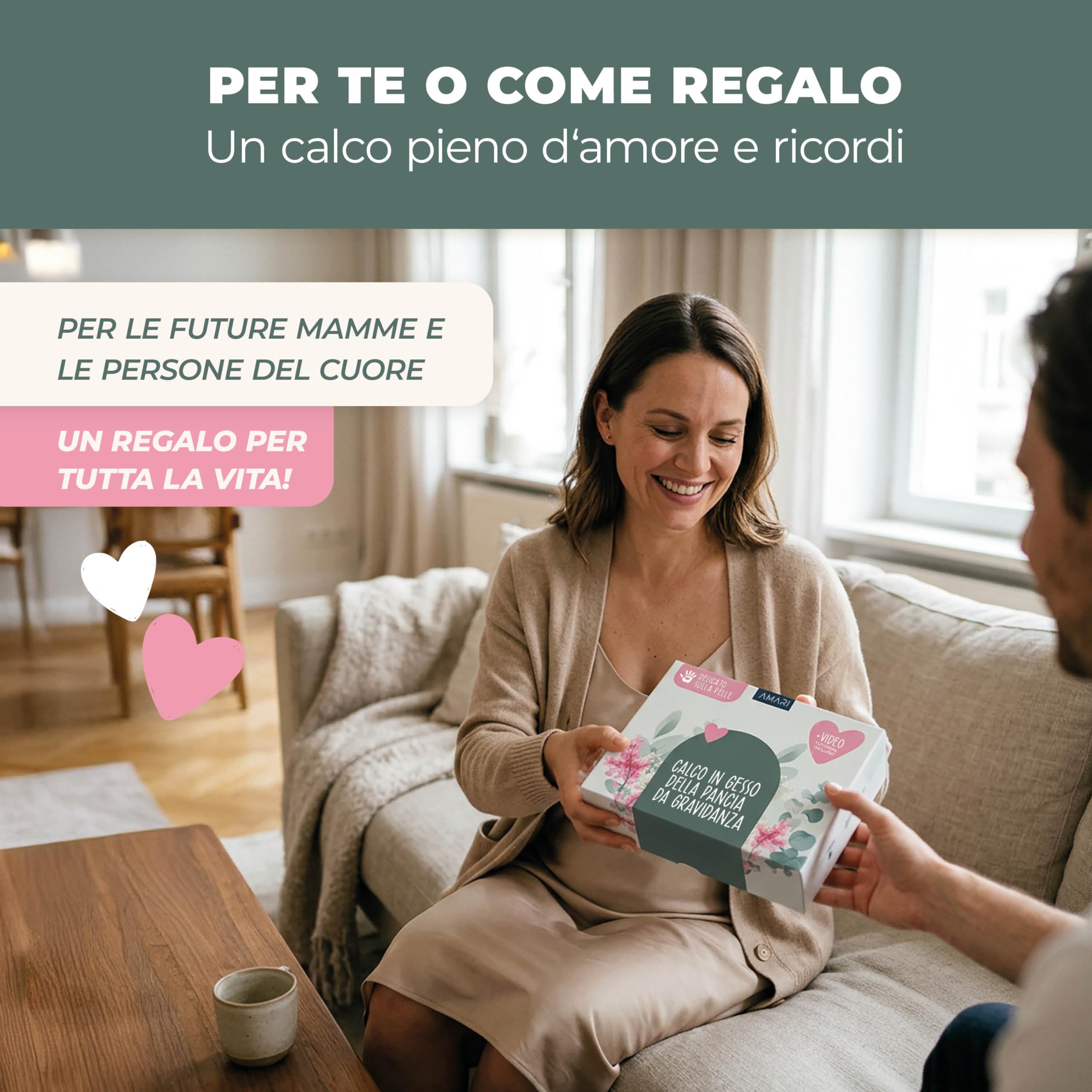 AMARI® Kit Calco Pancione – Calco gravidanza in gesso per future mamme – Set completo e facile da usare