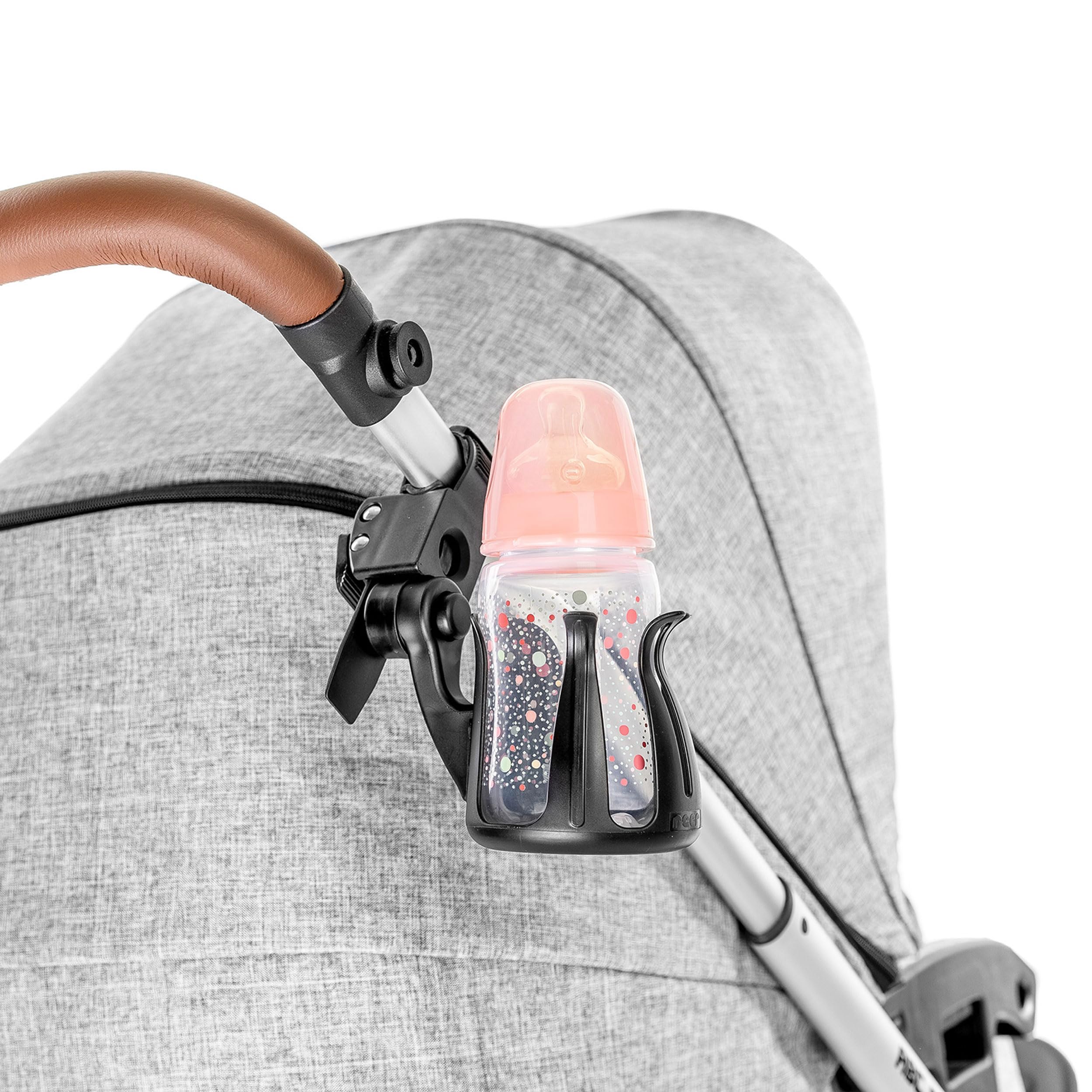 reer 84021 Clip&Go Cup Holder, uchwyt na napoje do wózka dziecięcego, czarny