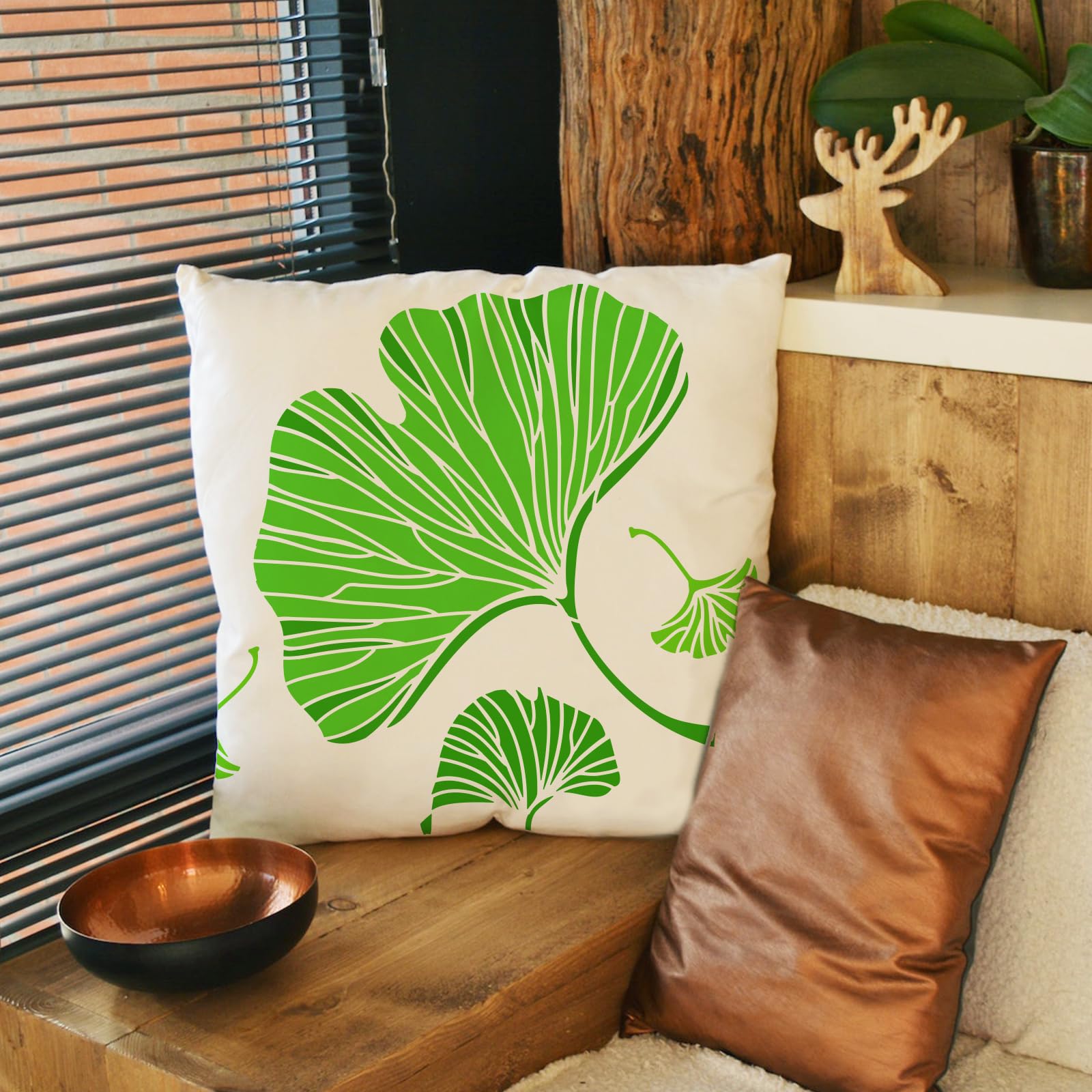 FINGERINSPIRE 5 stencil per pittura ginkgo biloba 10/15/20/25/30 cm riutilizzabili modello di foglia modello di disegno in plastica quadrata scava fuori stencil fai da te per pareti in legno mobili