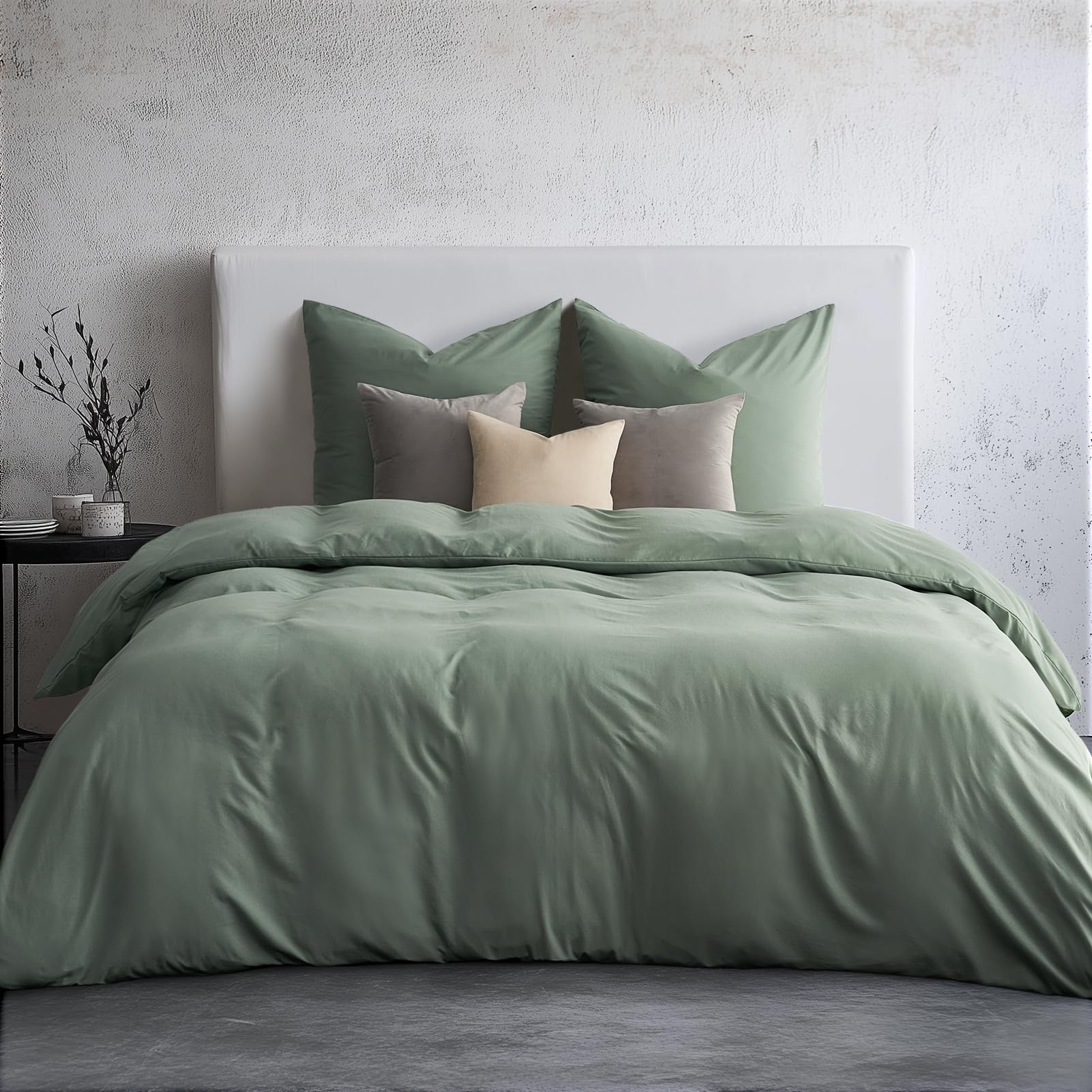 WohlNest Bettwäsche 155x220 Grün，Bettwäsche-Sets Mikrofaser 1 Bettbezug 155x220 + 1 Kissenbezuge 80x80 cm,Grüne 155x220cm Bettwäsche Weich mit Reißverschluss