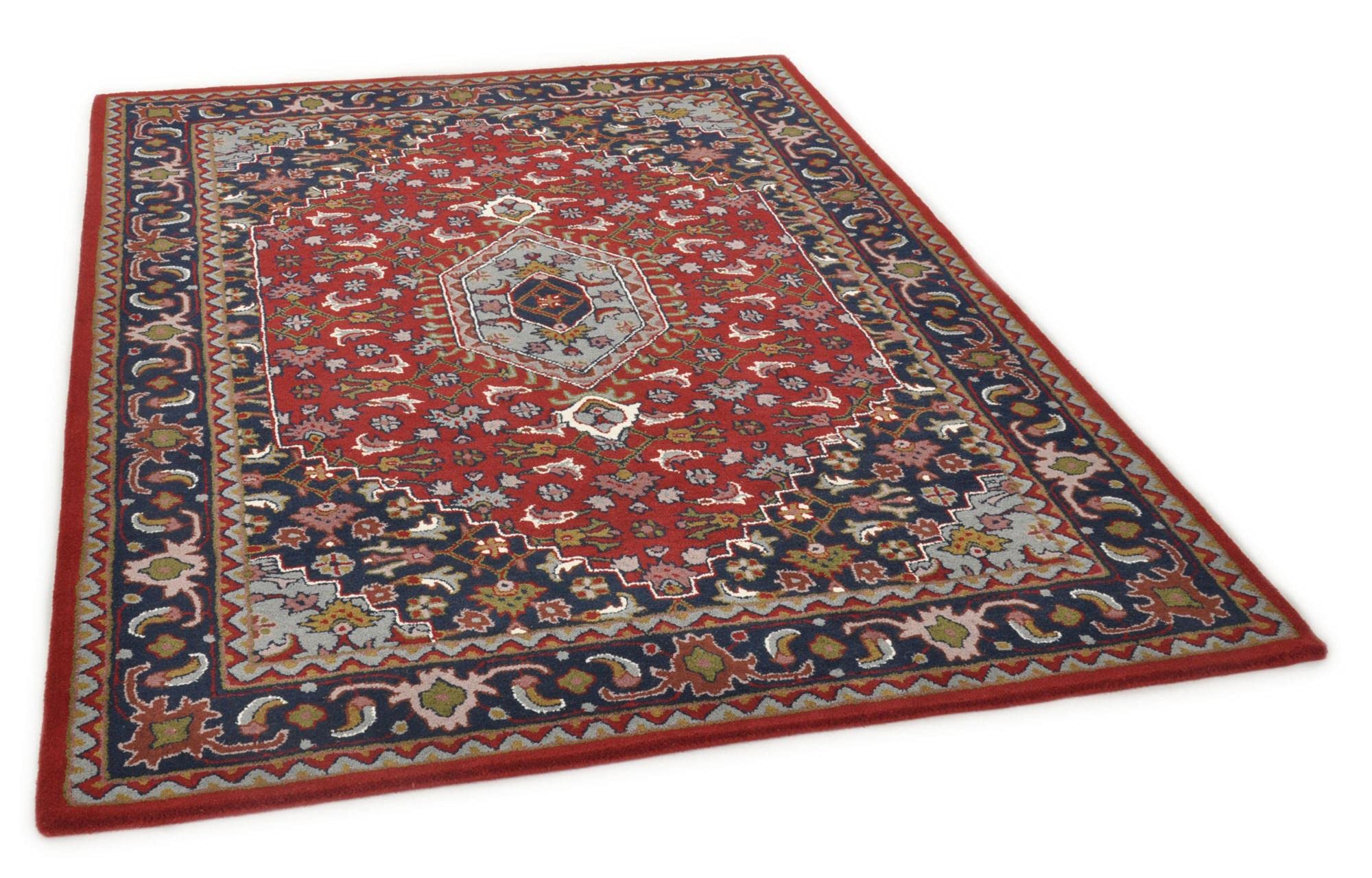 Theko | Tappeto Royal Persian in 100% lana vergine | IWS | fatto a mano con tecnica del tufting | Colore: Rosso | Dimensioni: 40 x 60 cm
