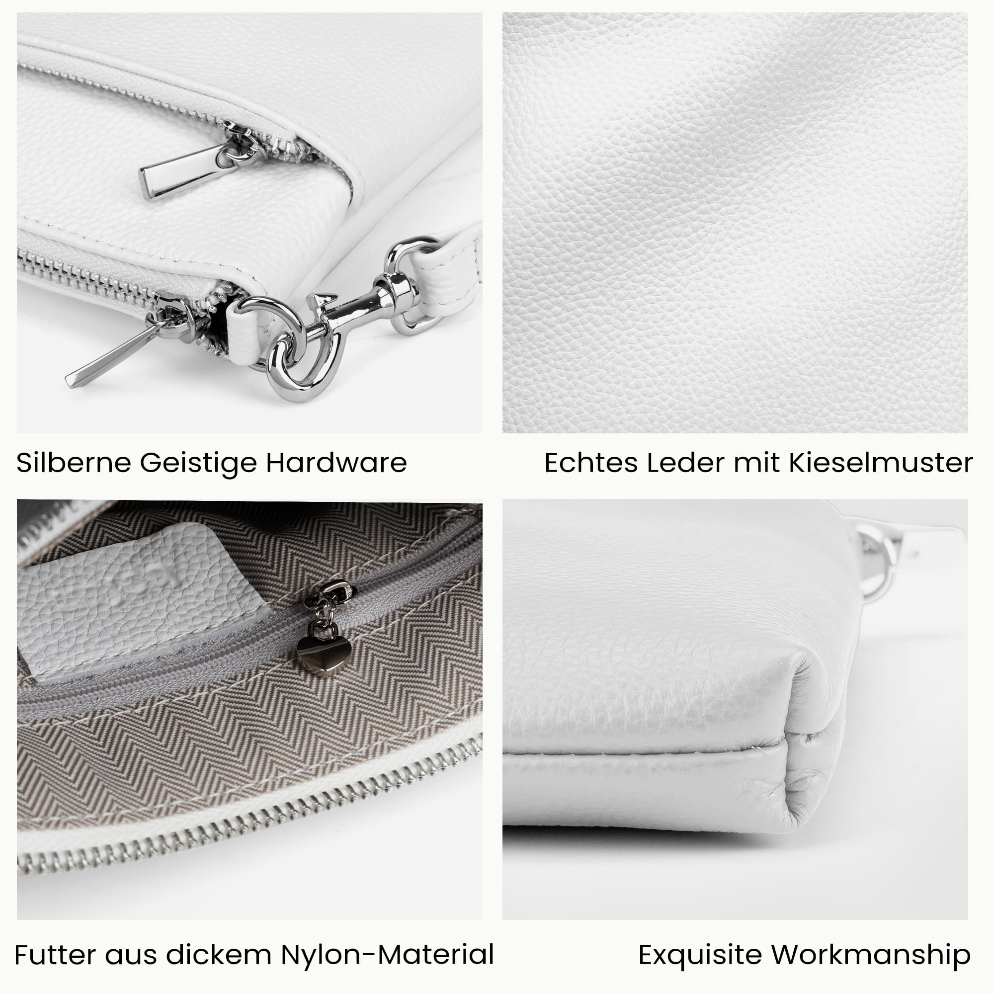 befen Echtleder Umhängetasche Damen Mittelgroß, Handtasche Damen Leder mit Handyfach, Klein Crossbody Bag Handytasche zum Umhängen mit Verstellbar Abnehmbar Schultergurt