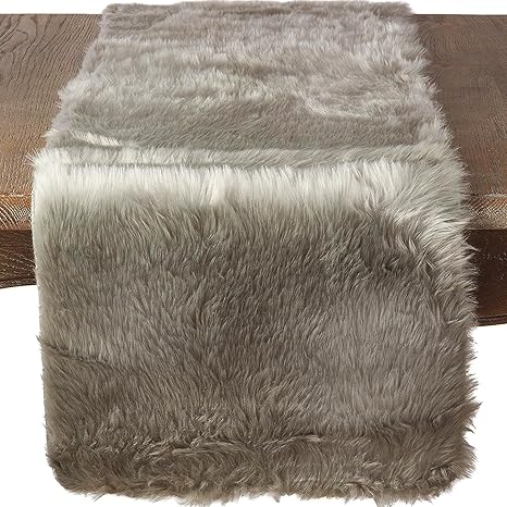SARO LIFESTYLE Faux Fur Design Topper Table Runner, 15
