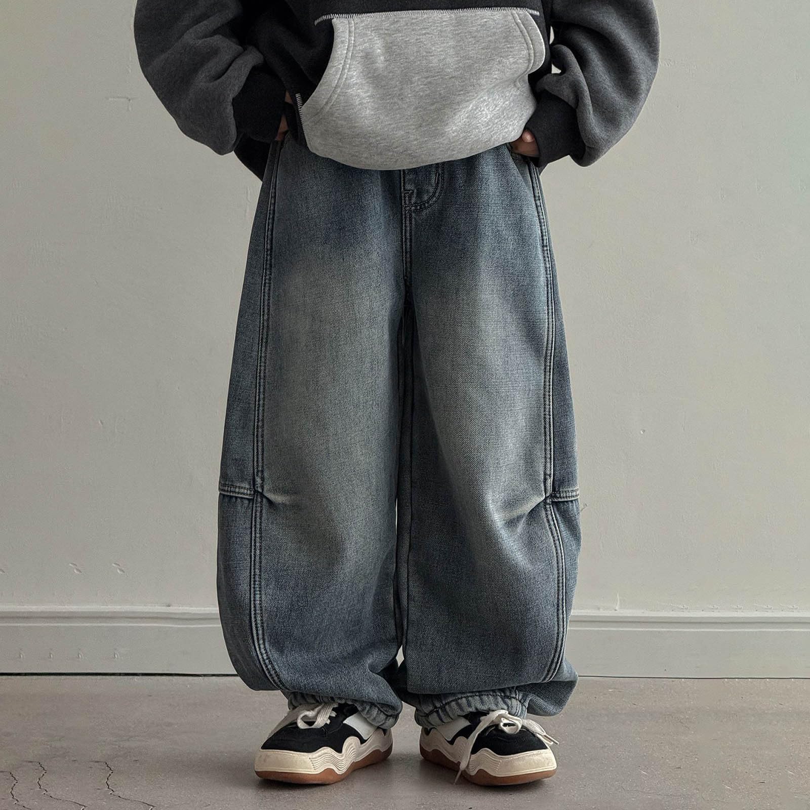 Pantalones Vaqueros con Forro Polar para niños, cálidos y Suaves, cómodos e Informales, con Aislamiento térmico Grueso, Ideales para Uso Diario en climas fríos, para Jugar al Libre y para la